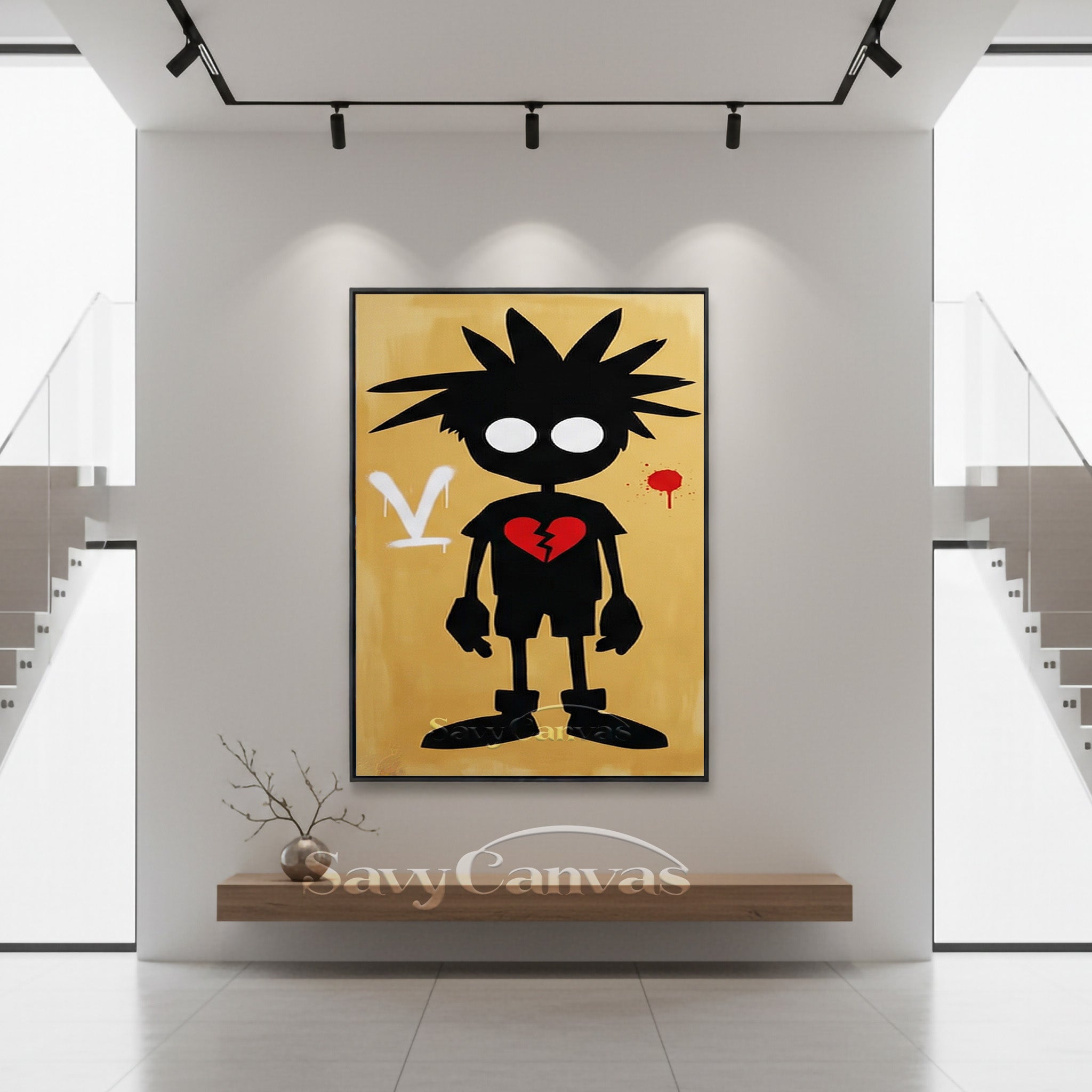 Modern Pop Art Wall Decor | Broken Heart Boy Canvas Painting #SS 094