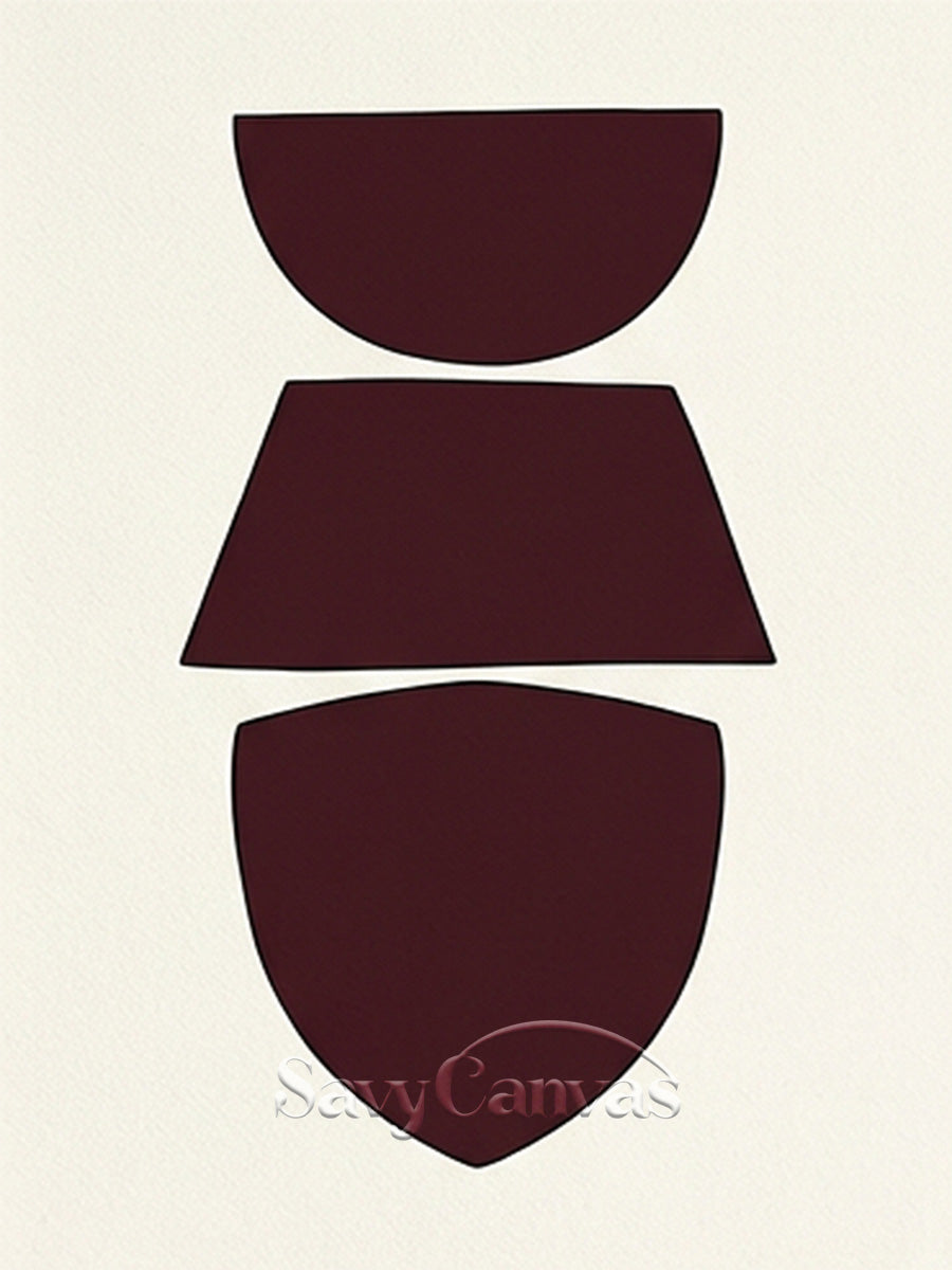 Abstract Geometric Shapes Art | Burgundy & Cream Painting