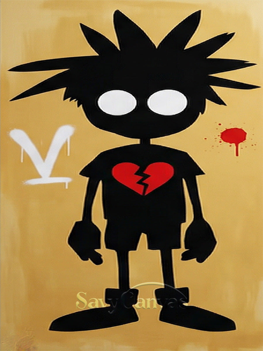 Modern Pop Art Wall Decor | Broken Heart Boy Canvas Painting #SS 094