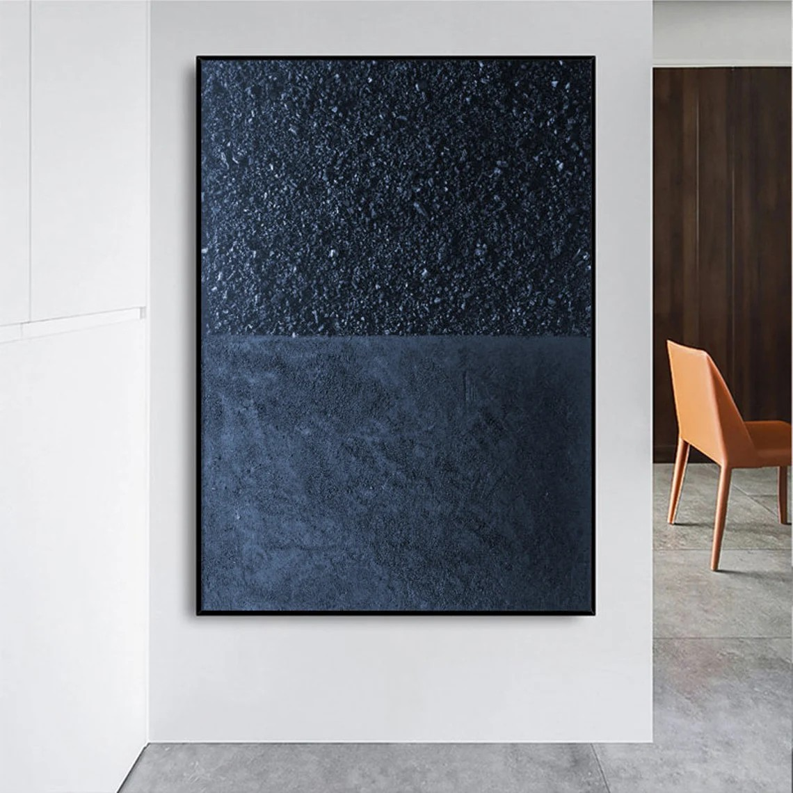 Abstract Blue Textured Oil Painting Modern Wall Art #TC 081