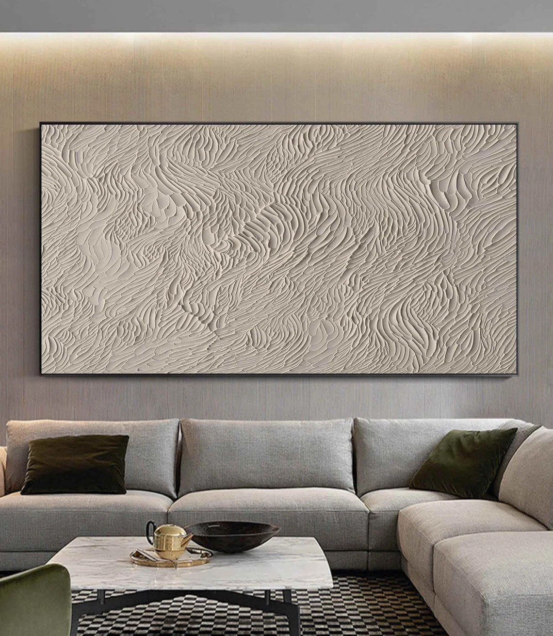 Large White Art - Textured Abstract Wall Painting for Decor #TC 052