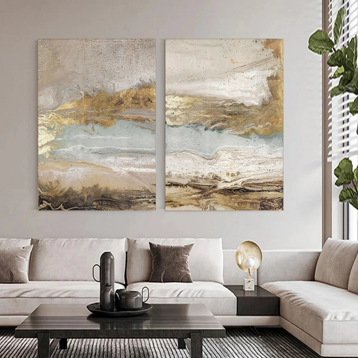 Textured Abstract wall paintings Set | Modern Living Room Decor | #TC 043