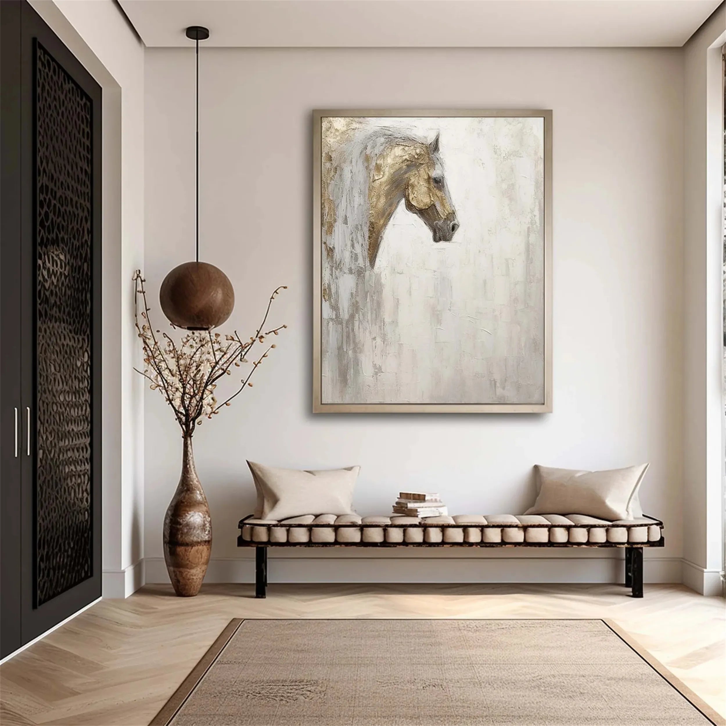 Textured Horse Portrait Oil Painting | Large Equine Wall Art #ZZ 015