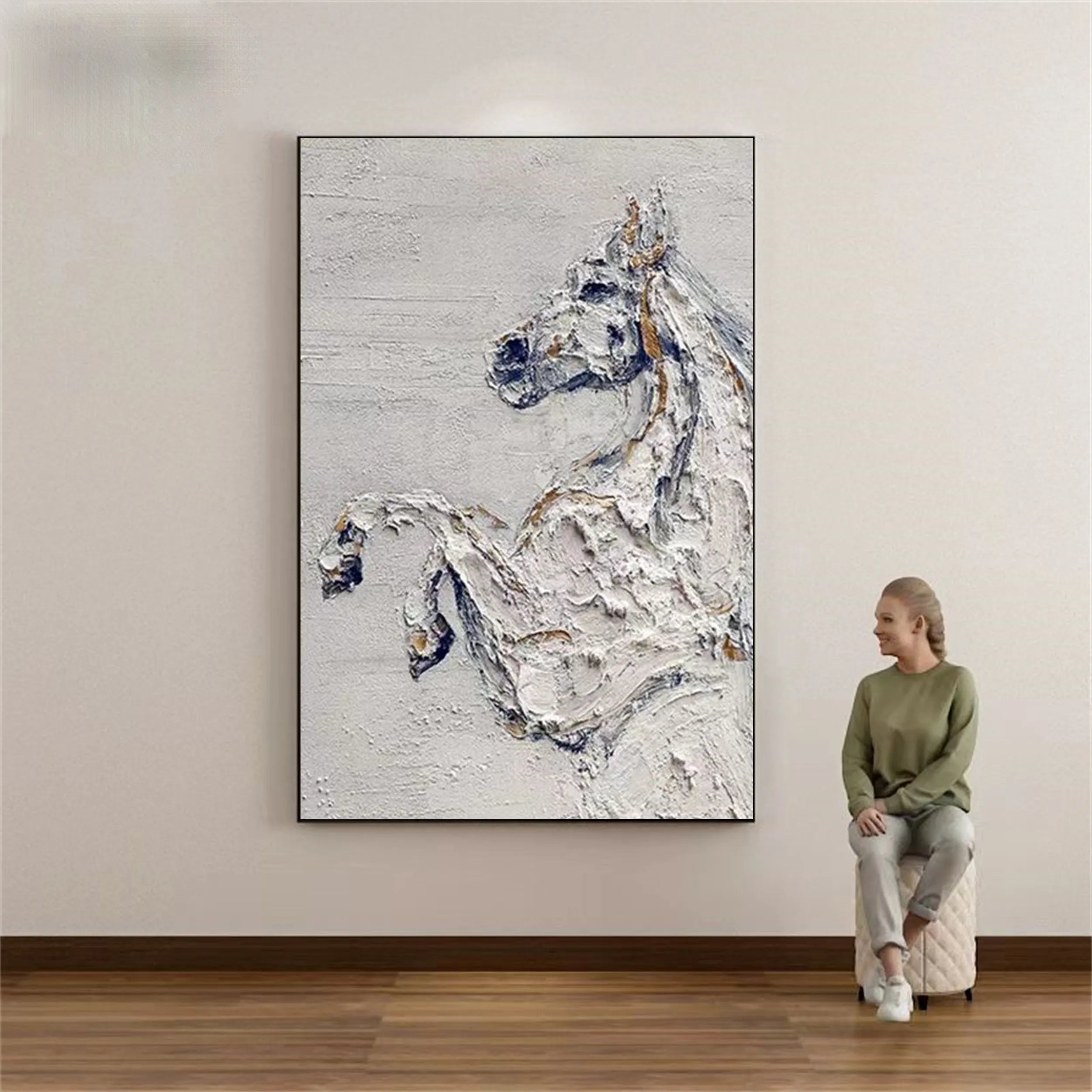 Handmade Tranquil Horse Art | Large Textured Animal Painting #ZZ 016