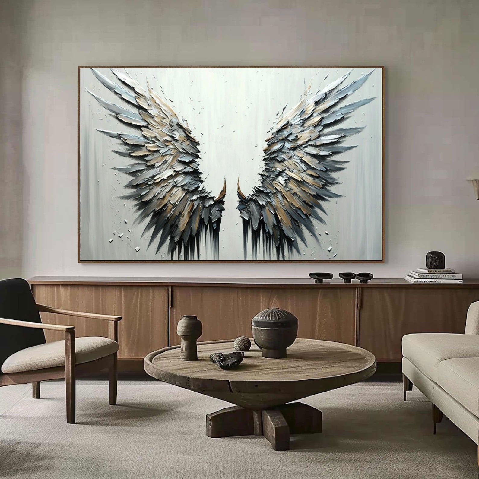Textured Angel Wings Oil Painting | Large 3D Wall Art Decor #ZZ 004