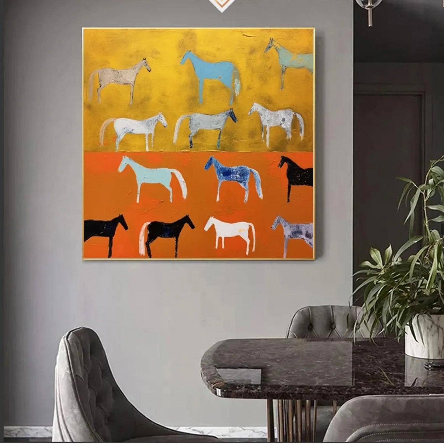 Abstract Equine Pattern: Colorful Horse Silhouettes #ZZ 029