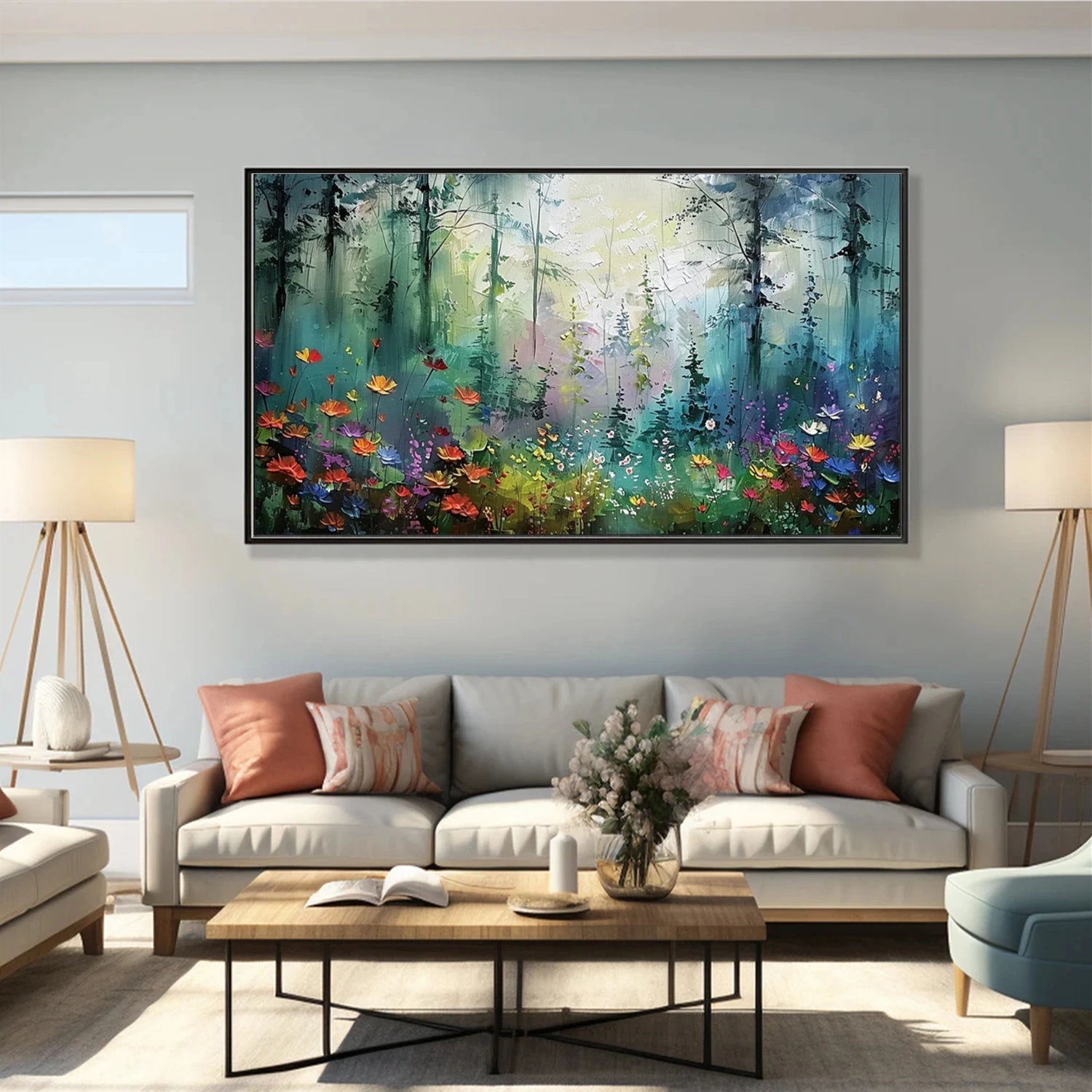 Abstract Light Through Trees Painting | Textured Forest Oil Art #JJ 319