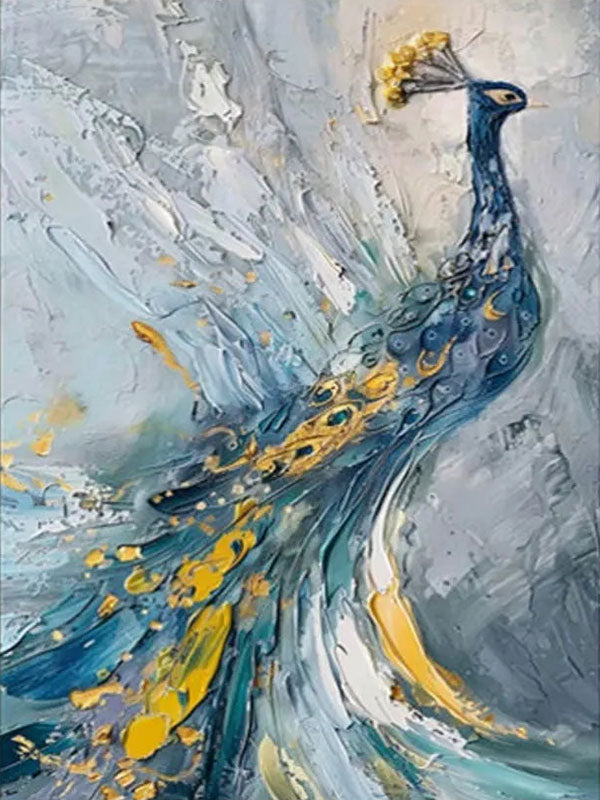 Abstract Peacock Wall Art | Large Textured Bird Painting #ZZ 206