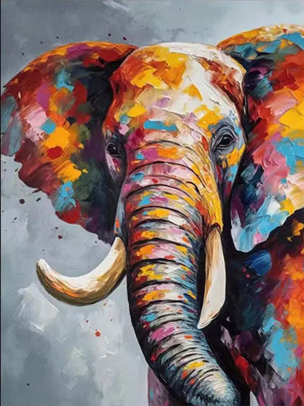 Tableau Mural éléphant Abstraction Monochrome - Impression Sur Toile - Style Moderne
