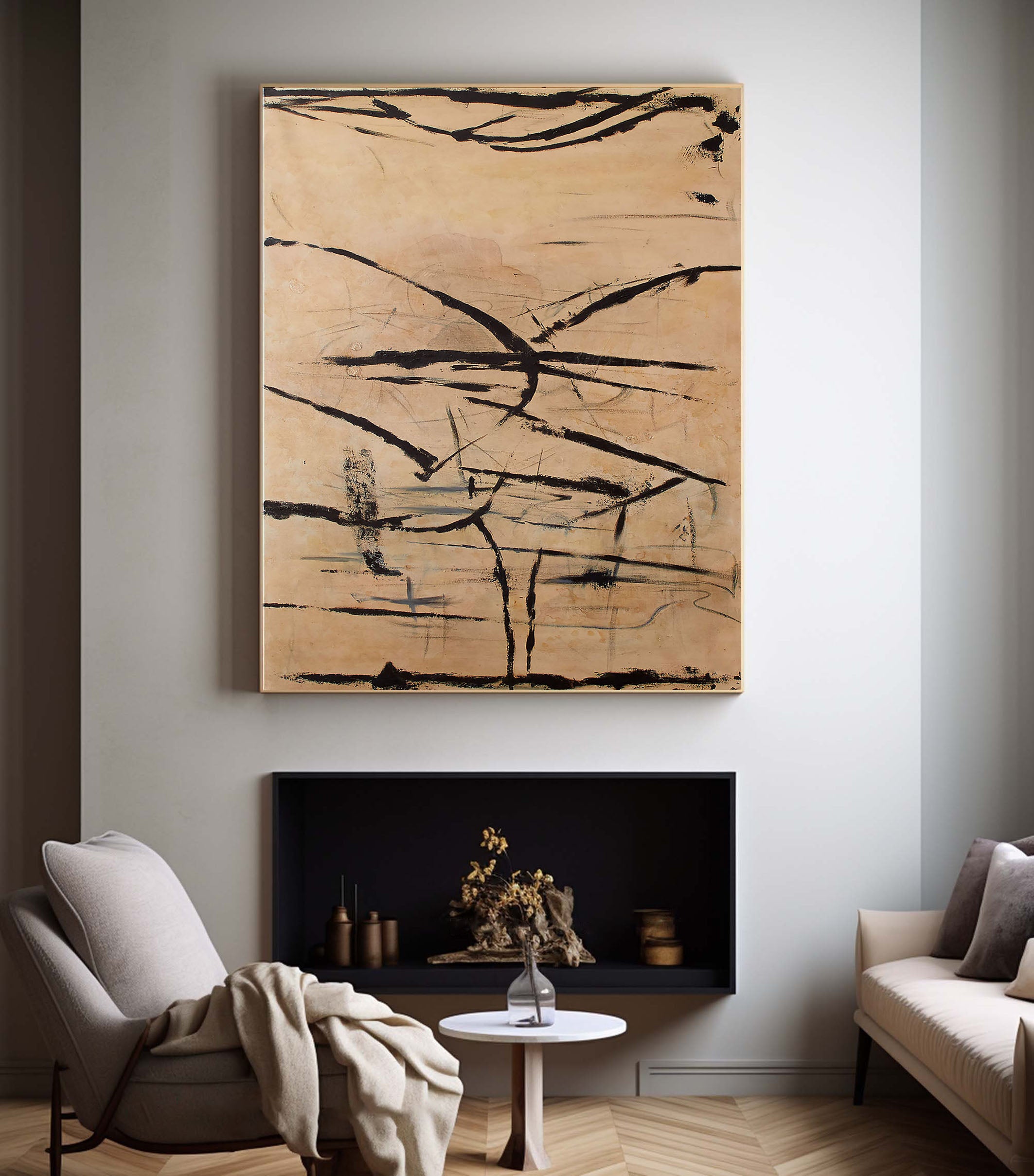 Large Handmade Abstract Wall Art - Neutral Tones #TC 116