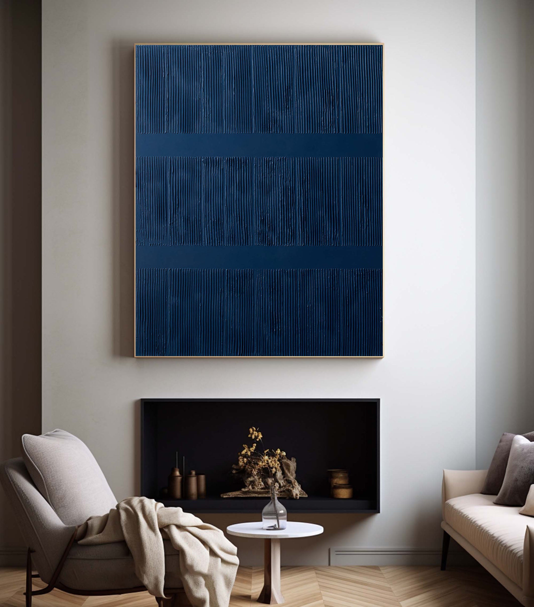 Large Blue Textured Abstract Wall Art #TC 115