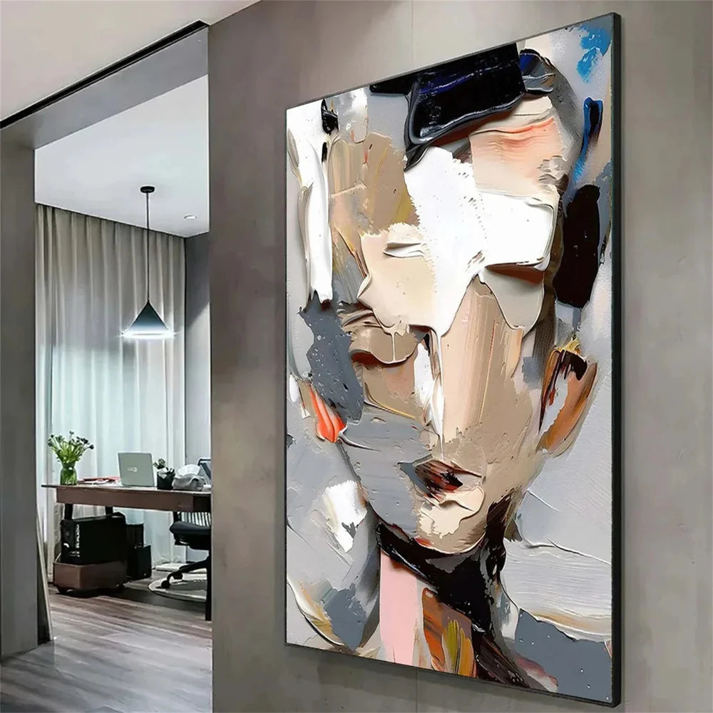 Neutral Tone Abstract Face Art | Textured Figurative Painting #JJ 072