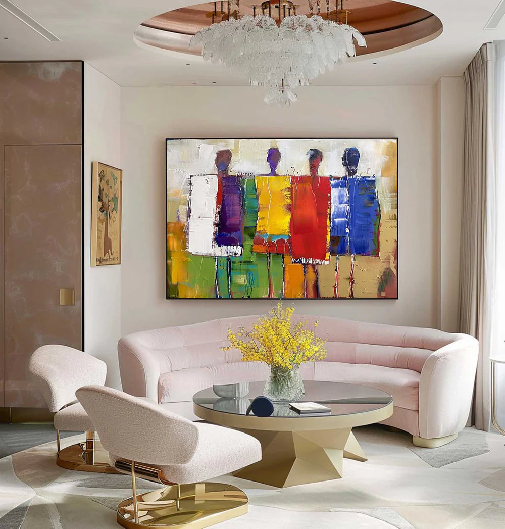 Modern Abstract Figures Oil Painting - Colorful Group Art #JJ 049