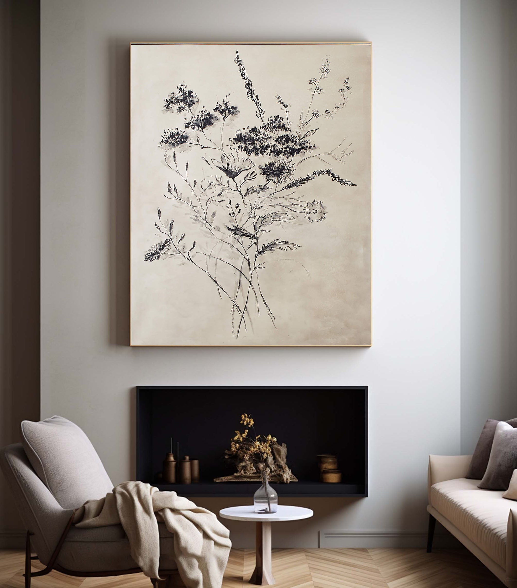 Hand Painted Floral Art - Botanical Drawing Canvas #TC 124