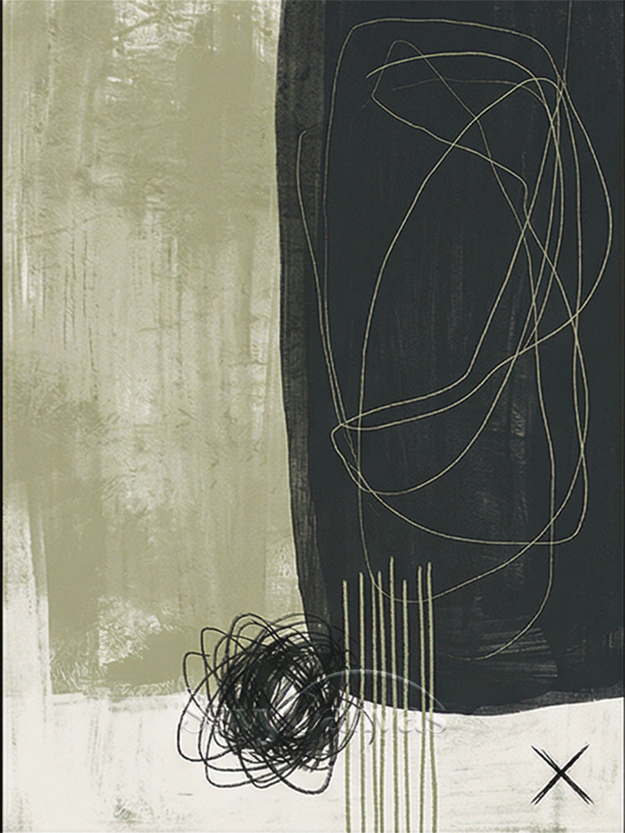 Modern Abstract Charcoal & Sage Green Oil Painting #SS 077