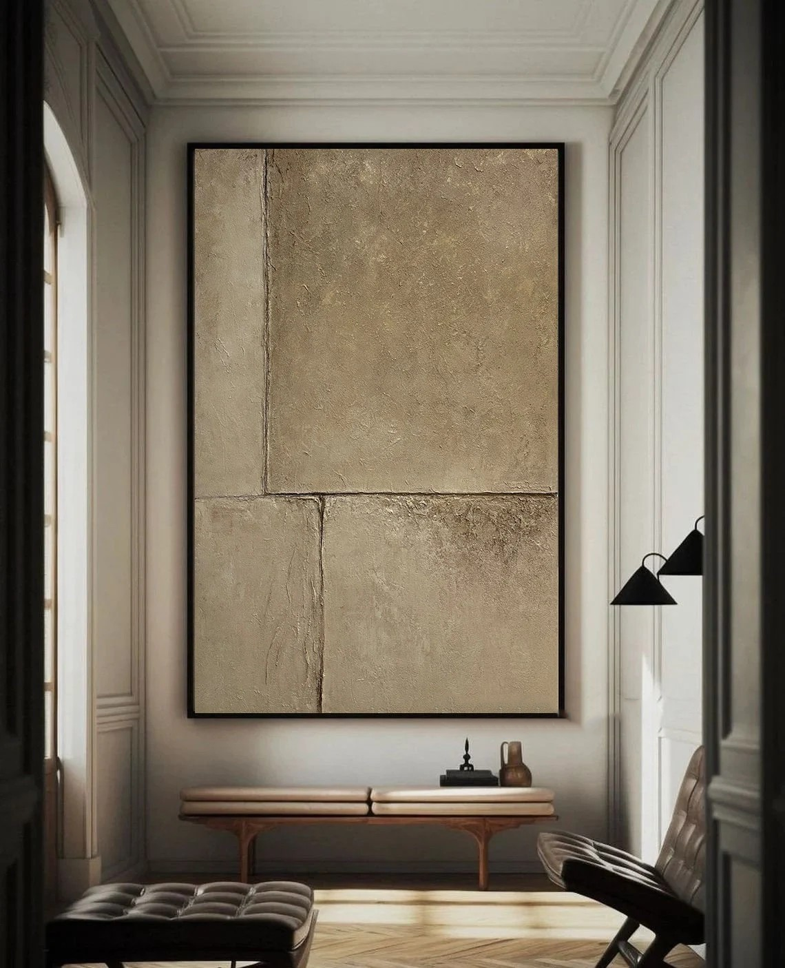 Textured Abstract Art - Hand-Painted Beige Painting #TC 110