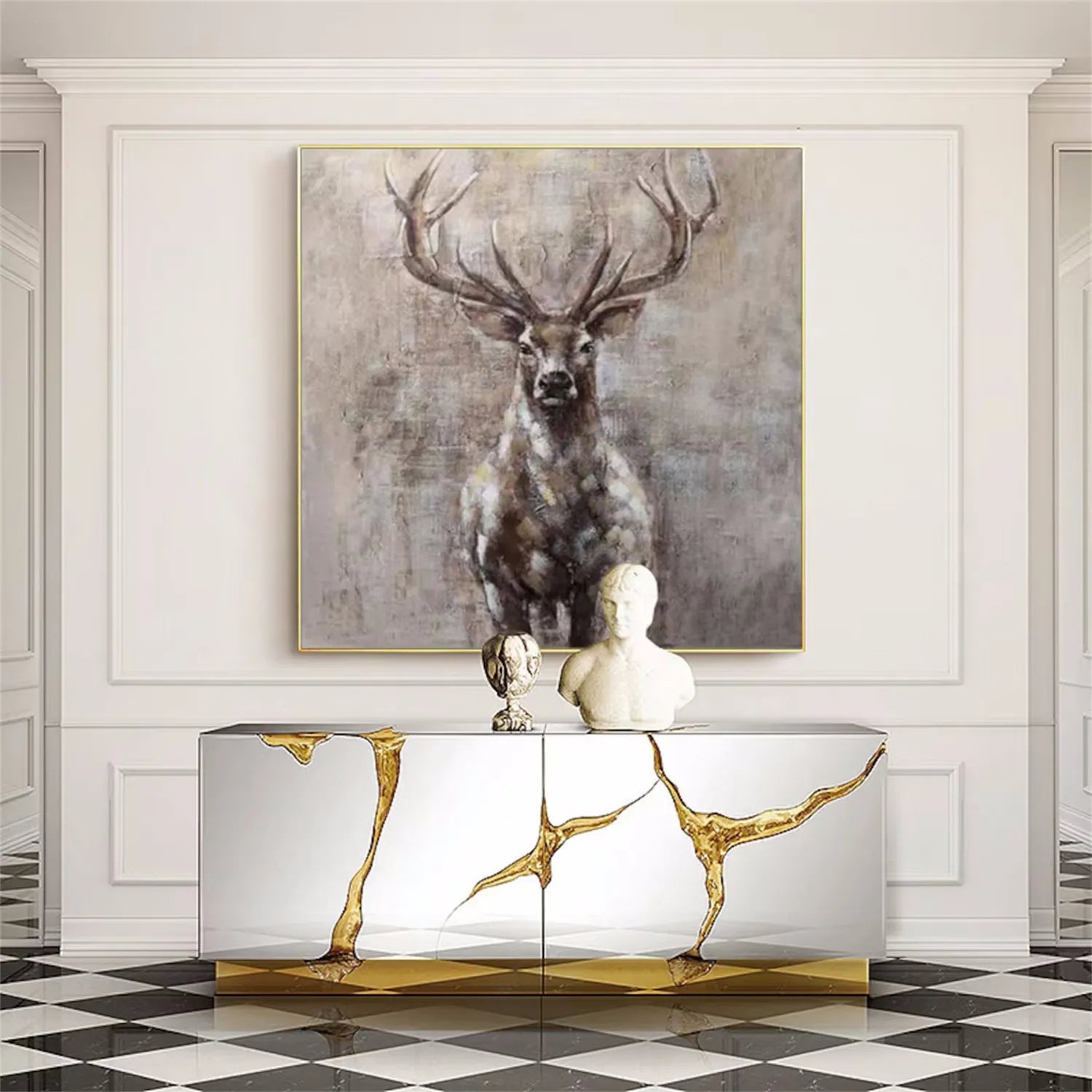 Deer Handmade Oil Painting - Nature Art for Home Decor  #ZZ 018