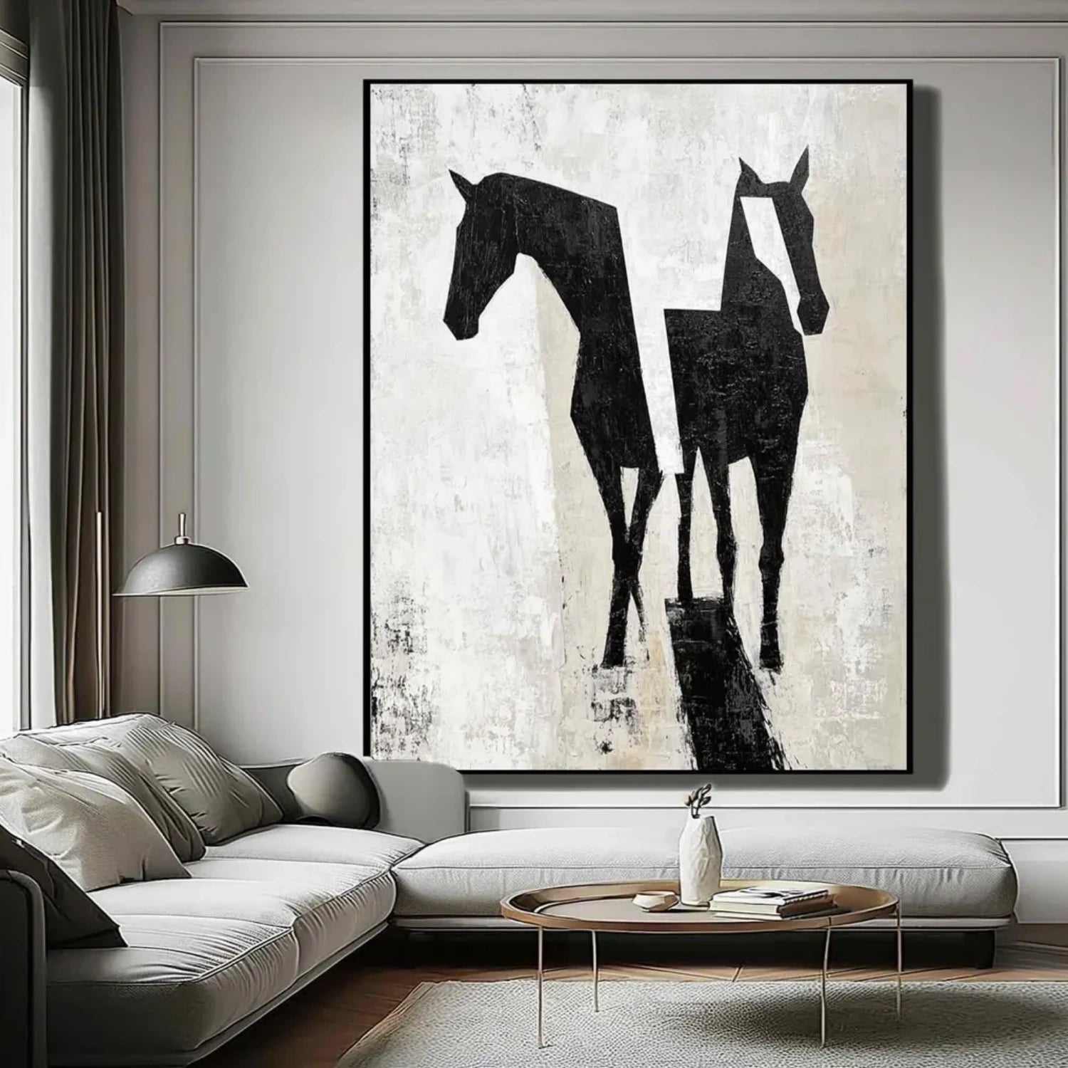 Horse Pair Art Gift: Modern Minimalist Equine Present