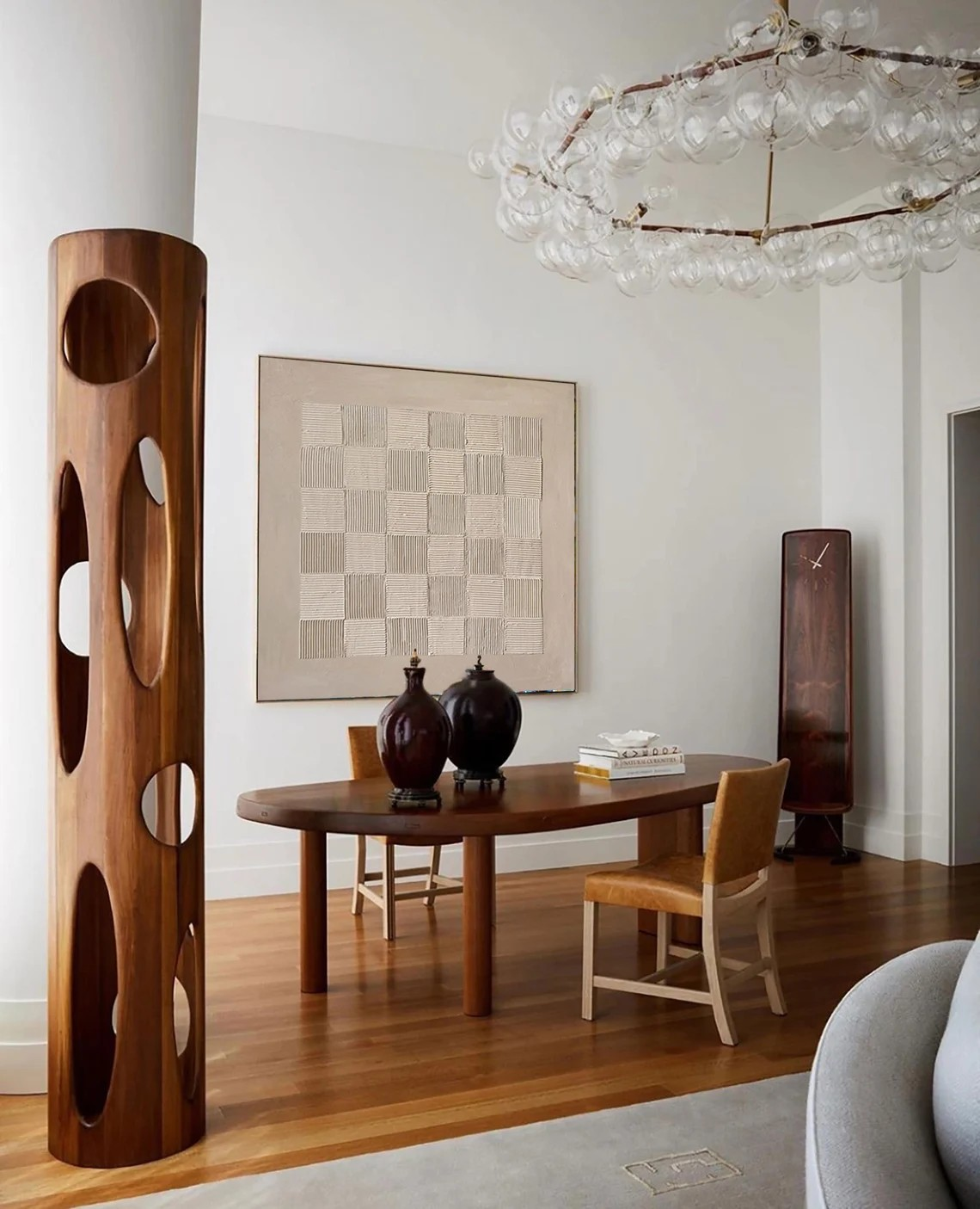 Textured Beige Abstract - Regular Grid Minimalist Living Room Art #JJ 016