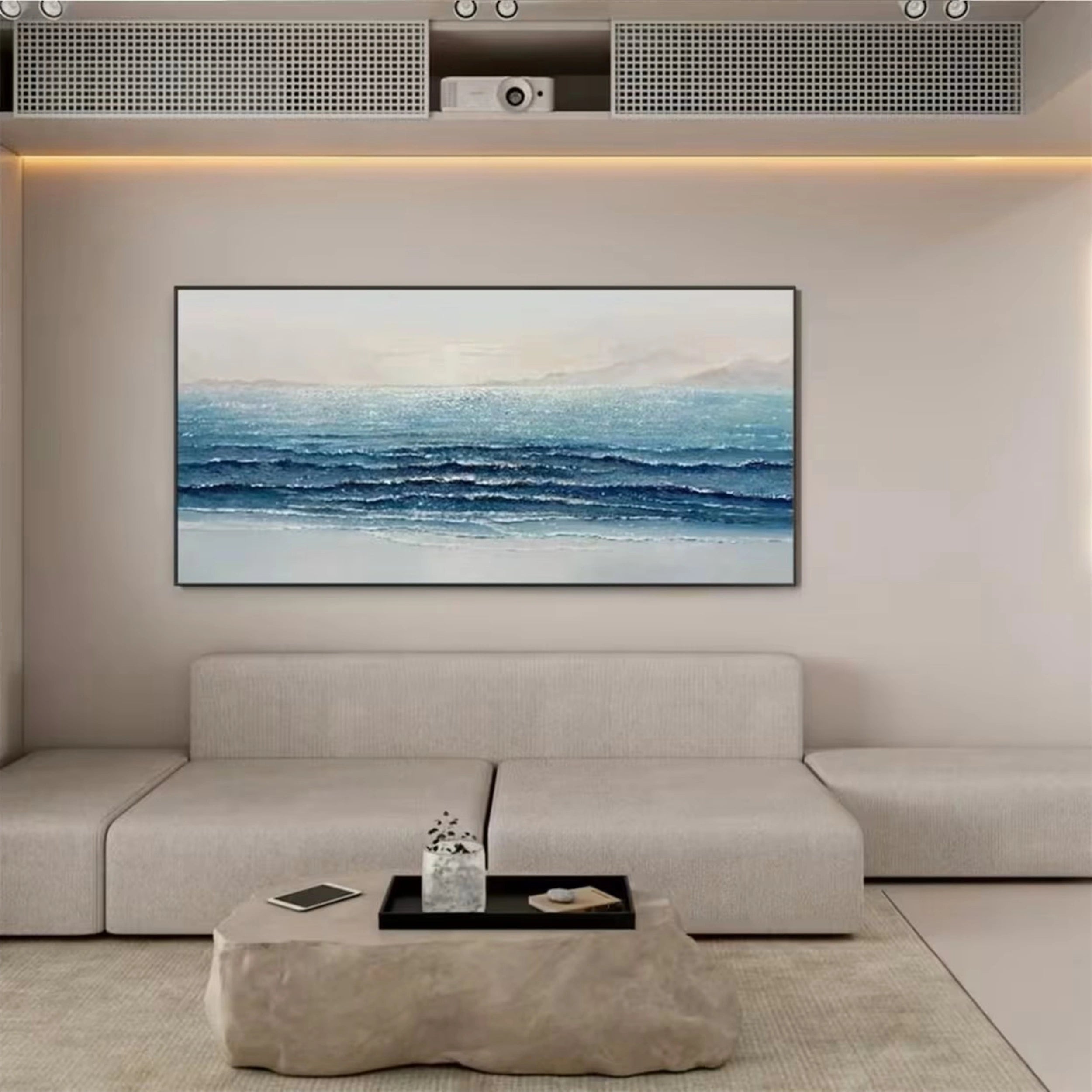 Large Ocean Waves Abstract Wall Art Painting for Dining Room Decor #JJ 246