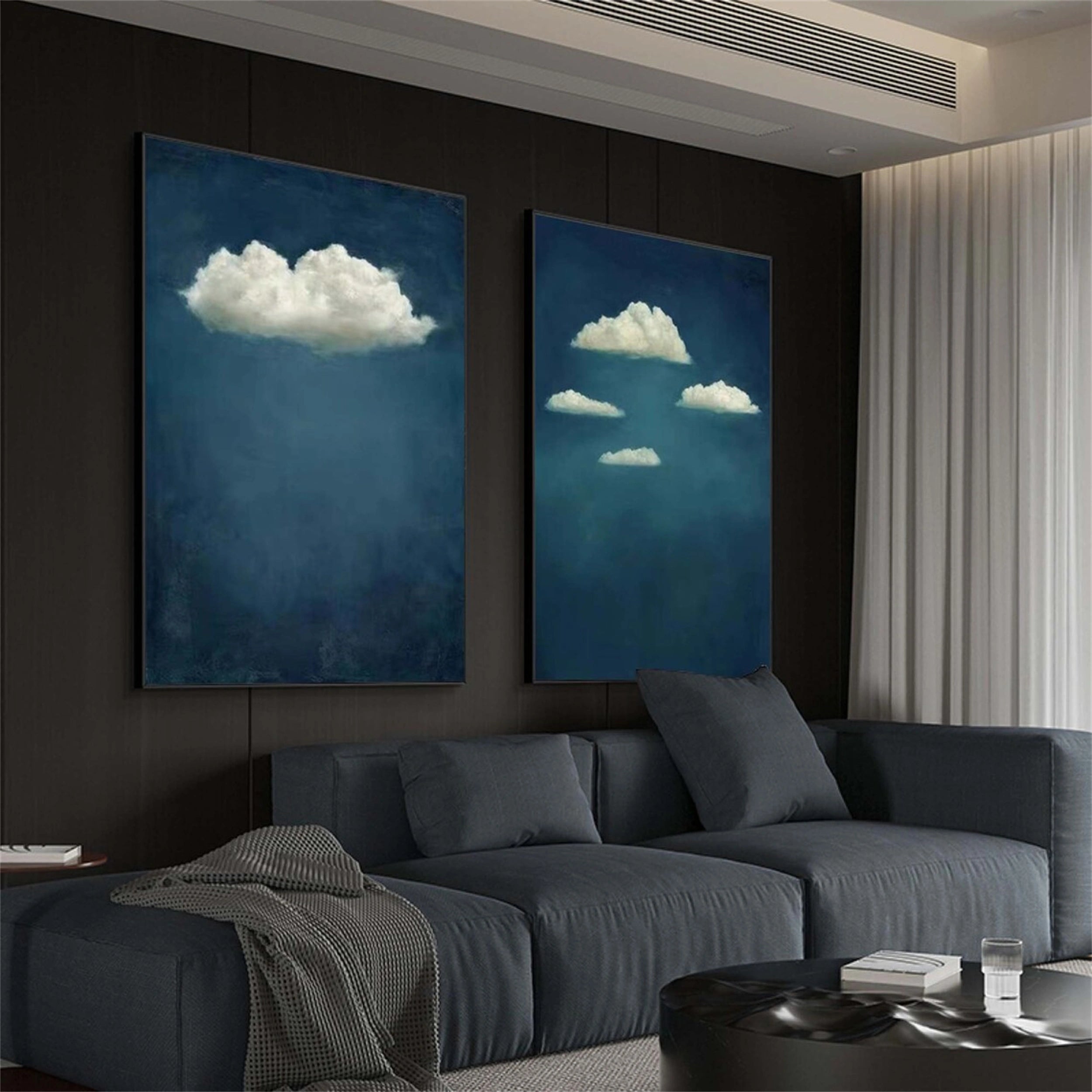 Large Cloud Wall Art Set | 2 Piece Blue Sky Canvas Paintings #ZZ 088