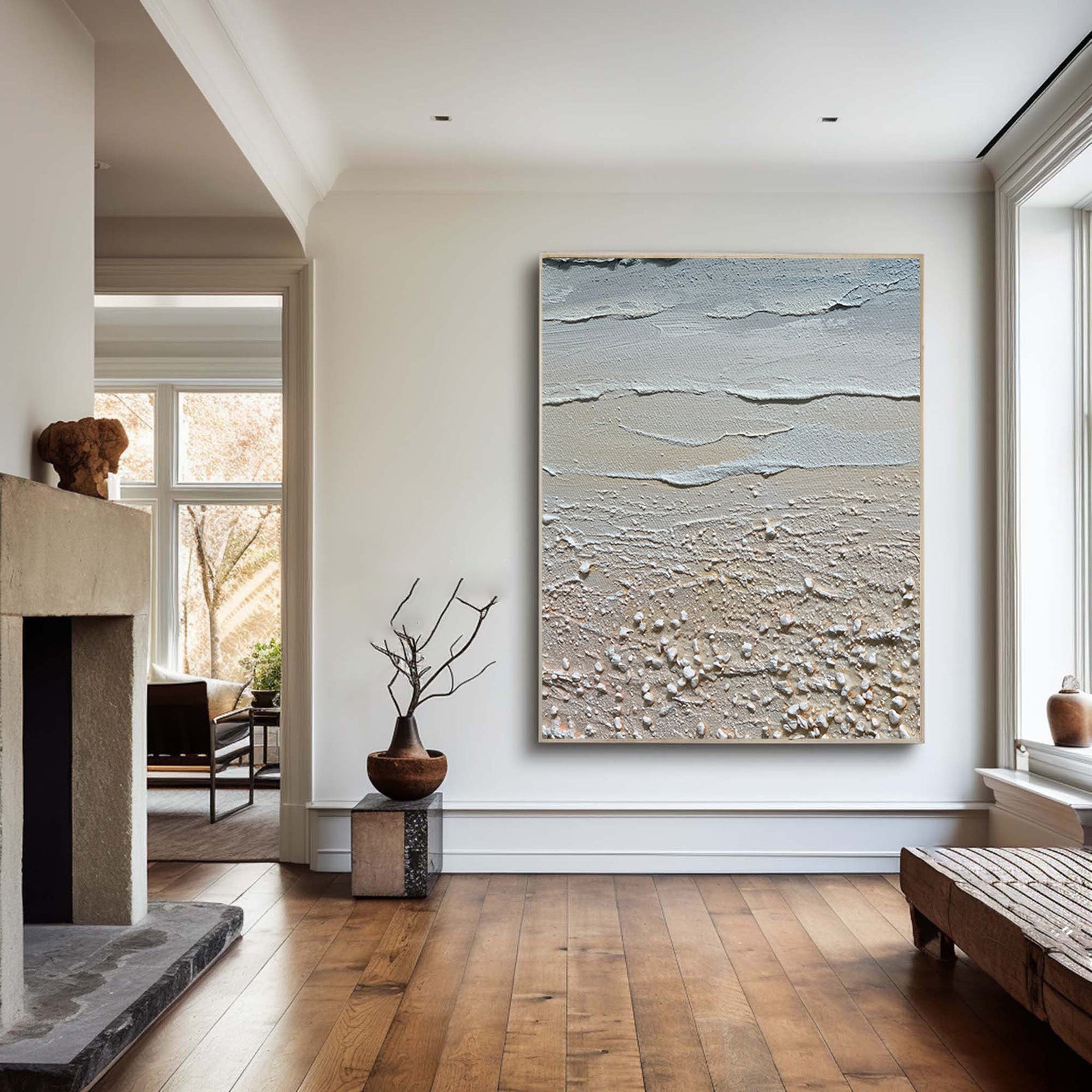 3D Textured Coastal Art | Sand and Sea Abstract Painting #JJ 068