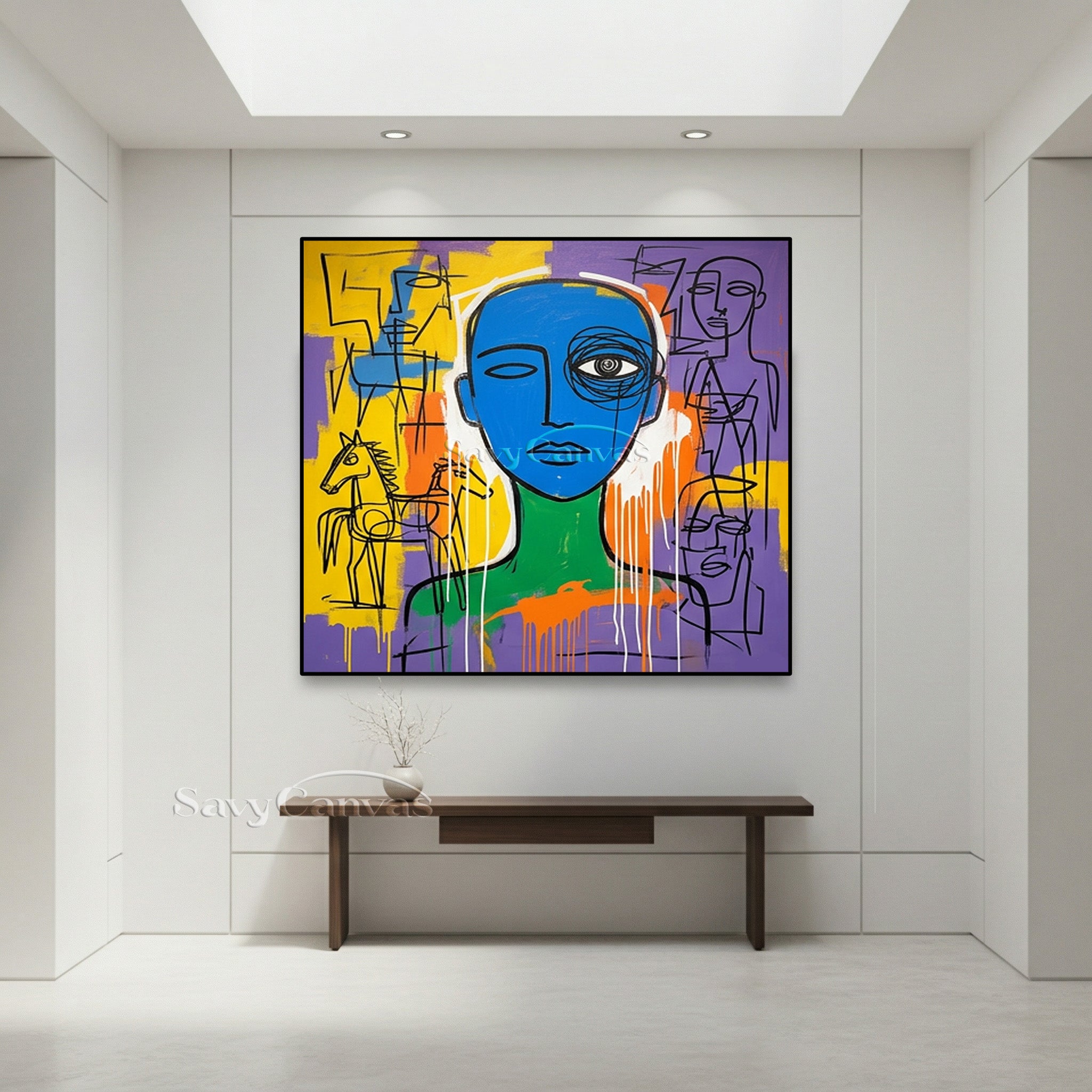 Modern Abstract Portrait Oil Painting | Basquiat Inspired Art #SS 118