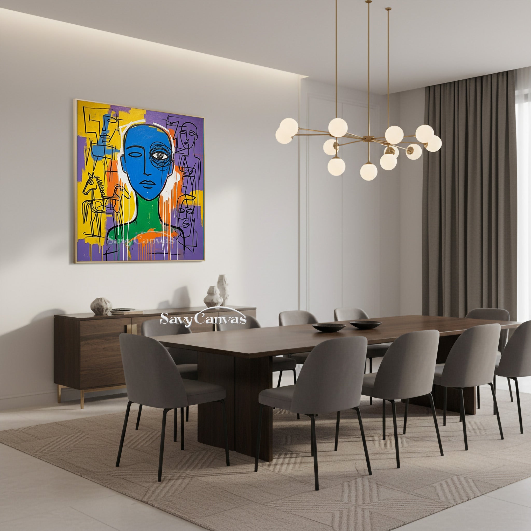 Modern Abstract Portrait Oil Painting | Basquiat Inspired Art #SS 118