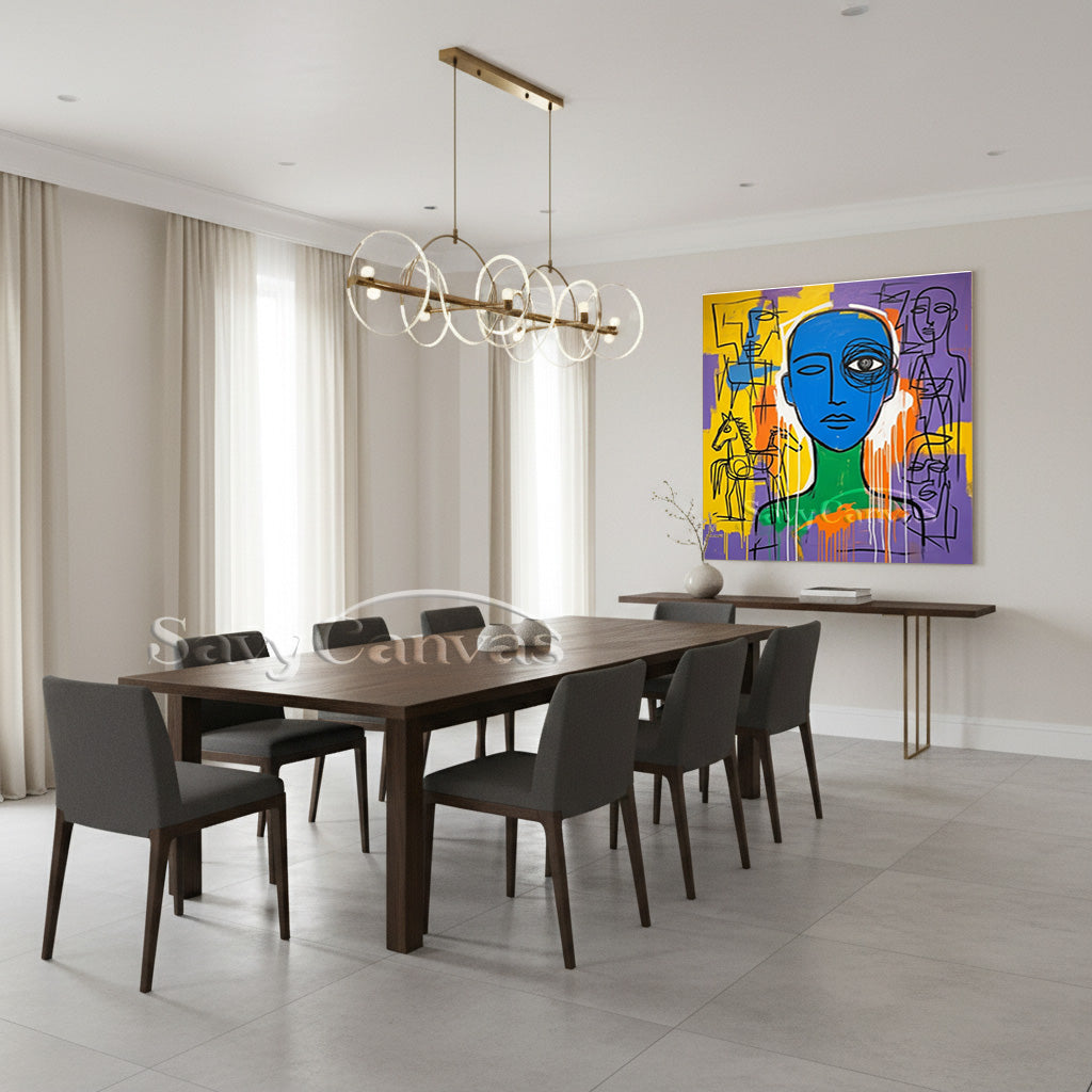 Modern Abstract Portrait Oil Painting | Basquiat Inspired Art #SS 118