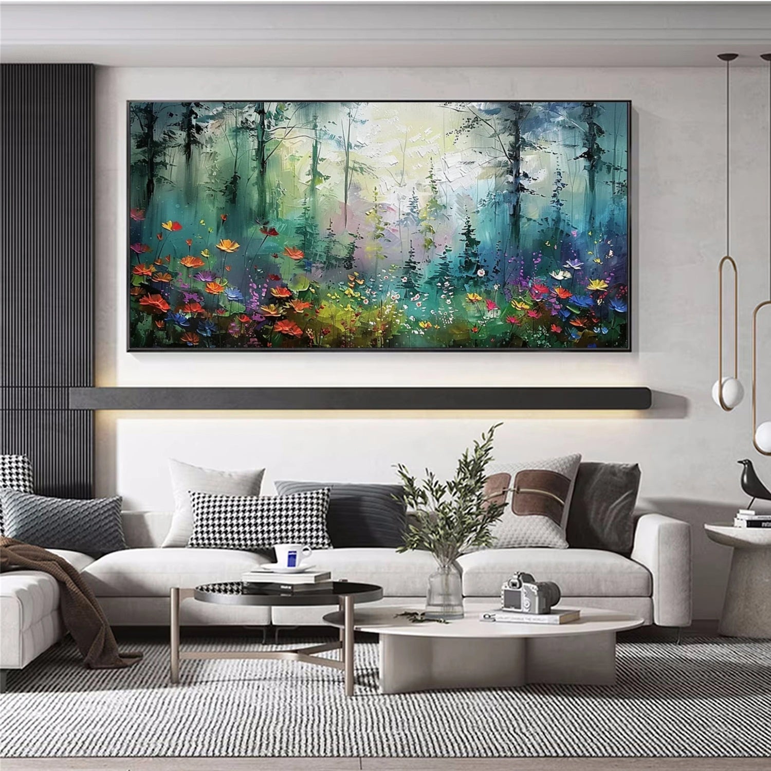 Abstract Light Through Trees Painting | Textured Forest Oil Art #JJ 319