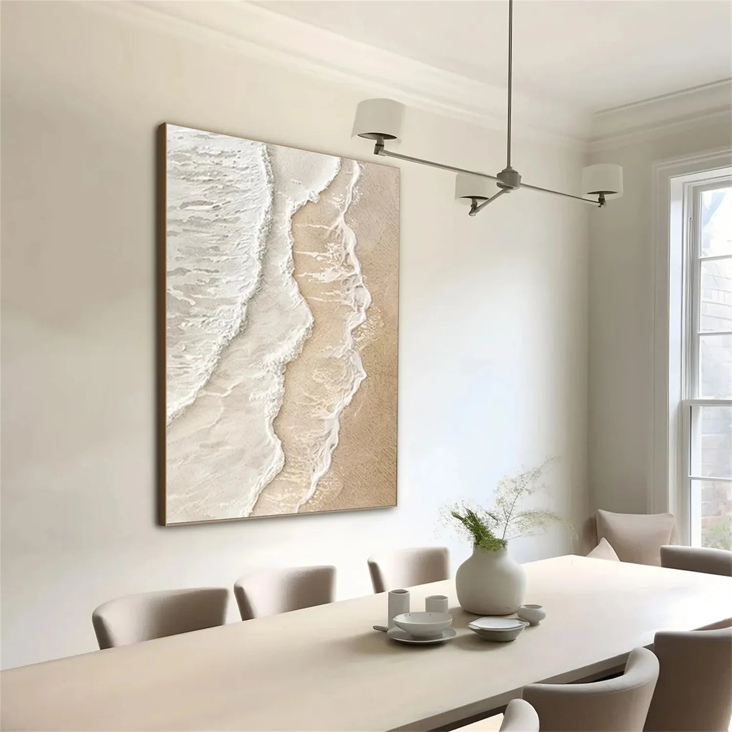 Calm Coastal Sand Textured Abstract -  Minimalist Oil Painting #JJ 134