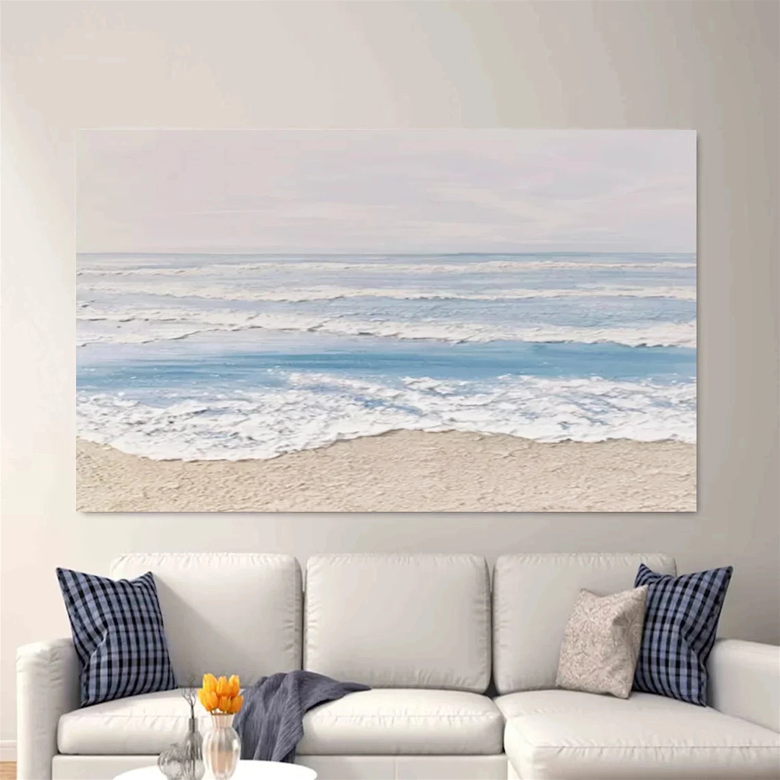 Oversized Coastal Seascape | Horizontal Textured Wall Art Decor