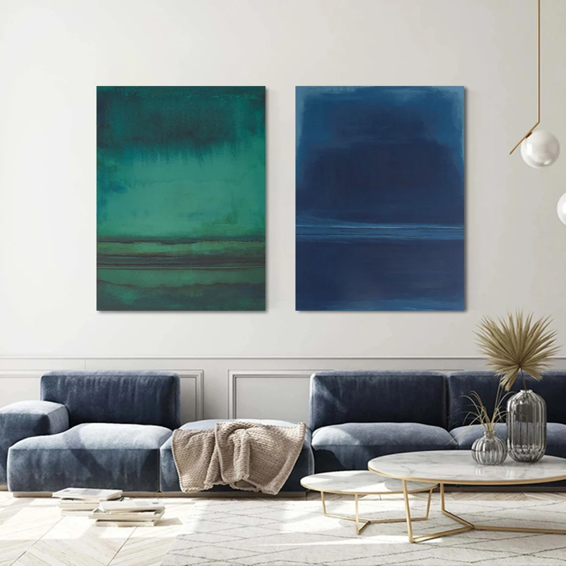 Deep Blue Abstract Oil Painting | Minimalist & Grand Modern Canvas Art