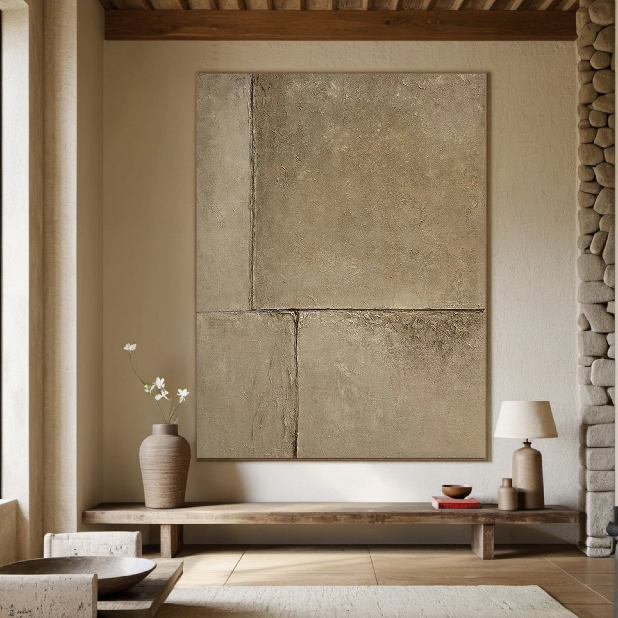 Wabi-Sabi Inspired Wall Art | Earth Tone Textured Abstract Painting