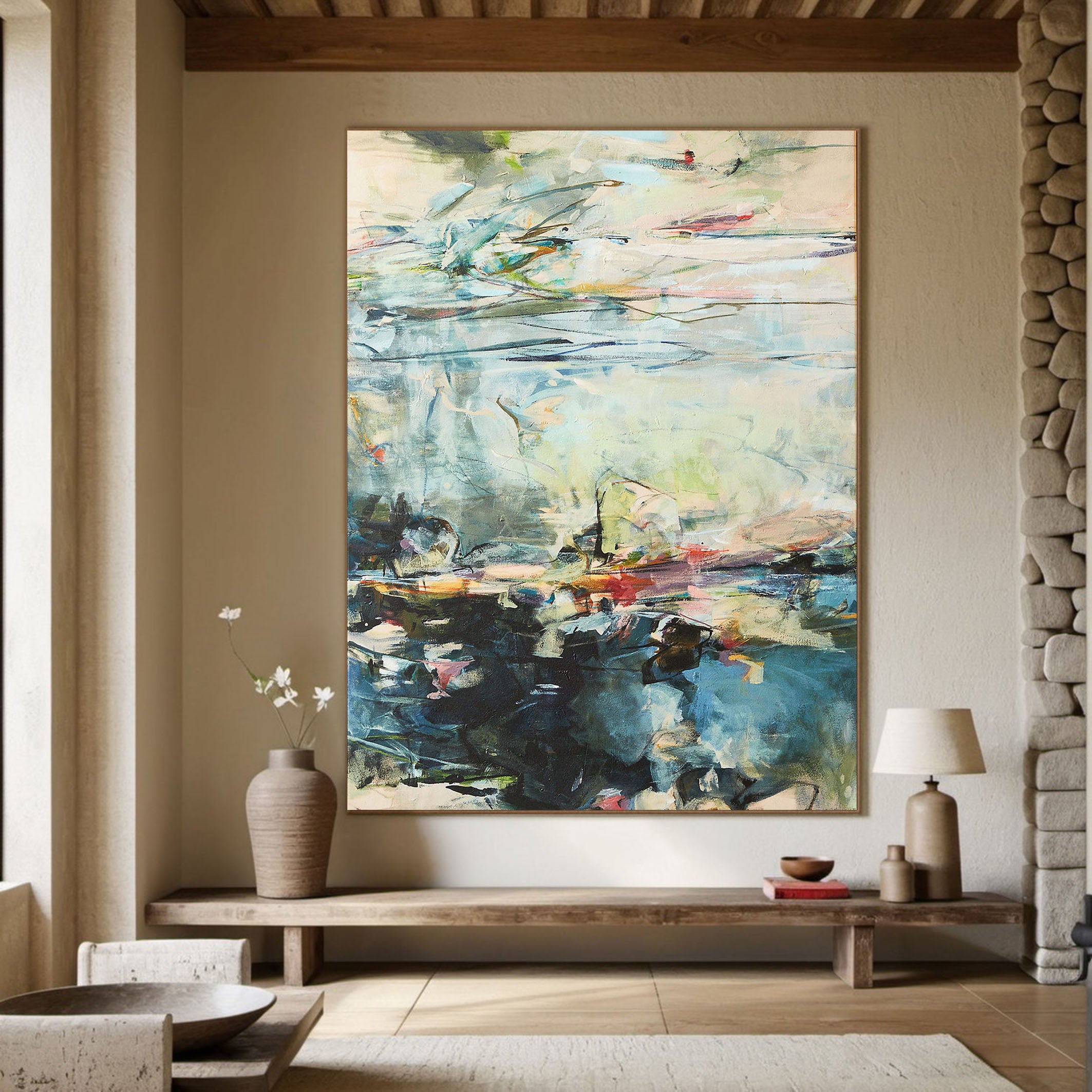 Handmade Colorful Abstract Canvas Art #TC 117