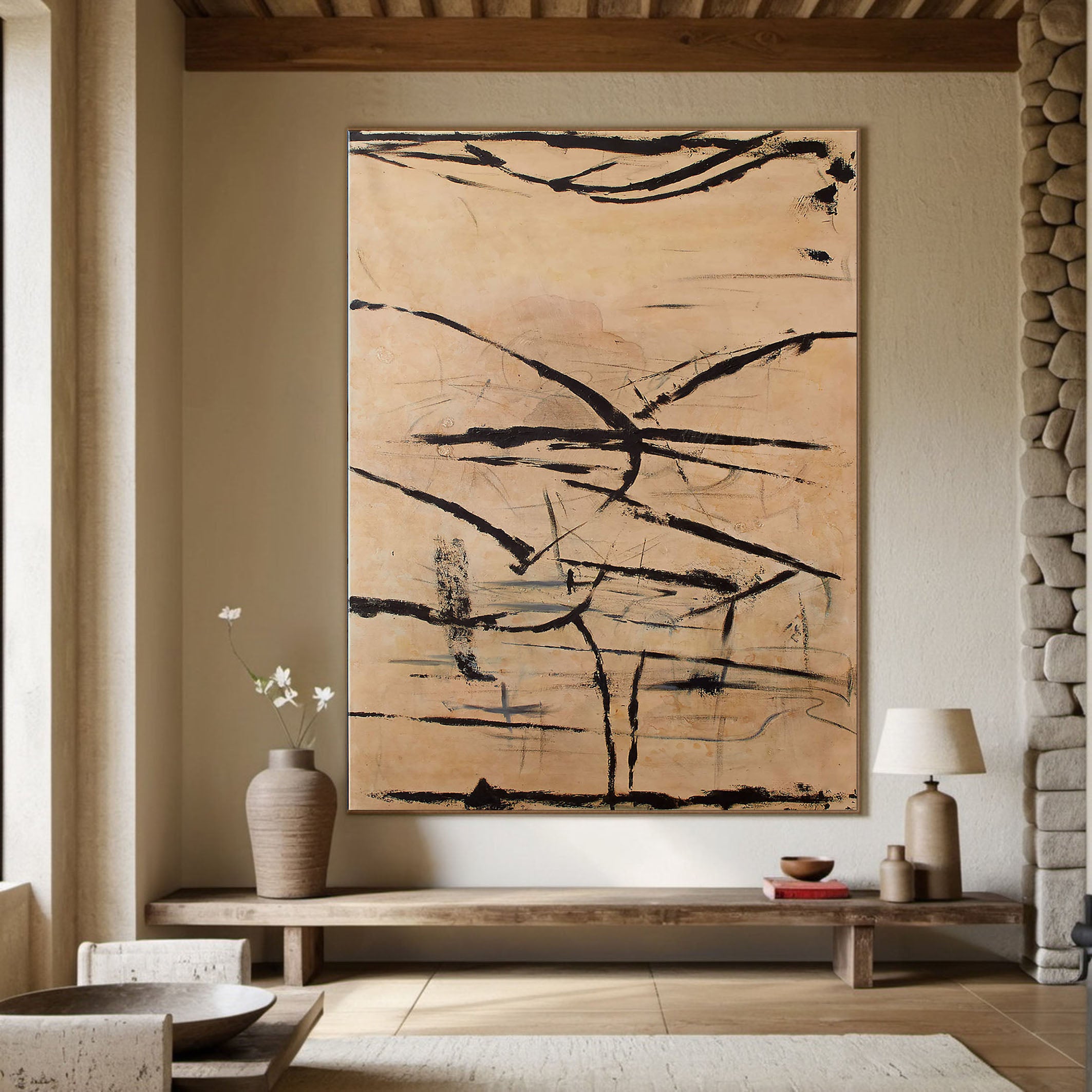Large Handmade Abstract Wall Art - Neutral Tones #TC 116
