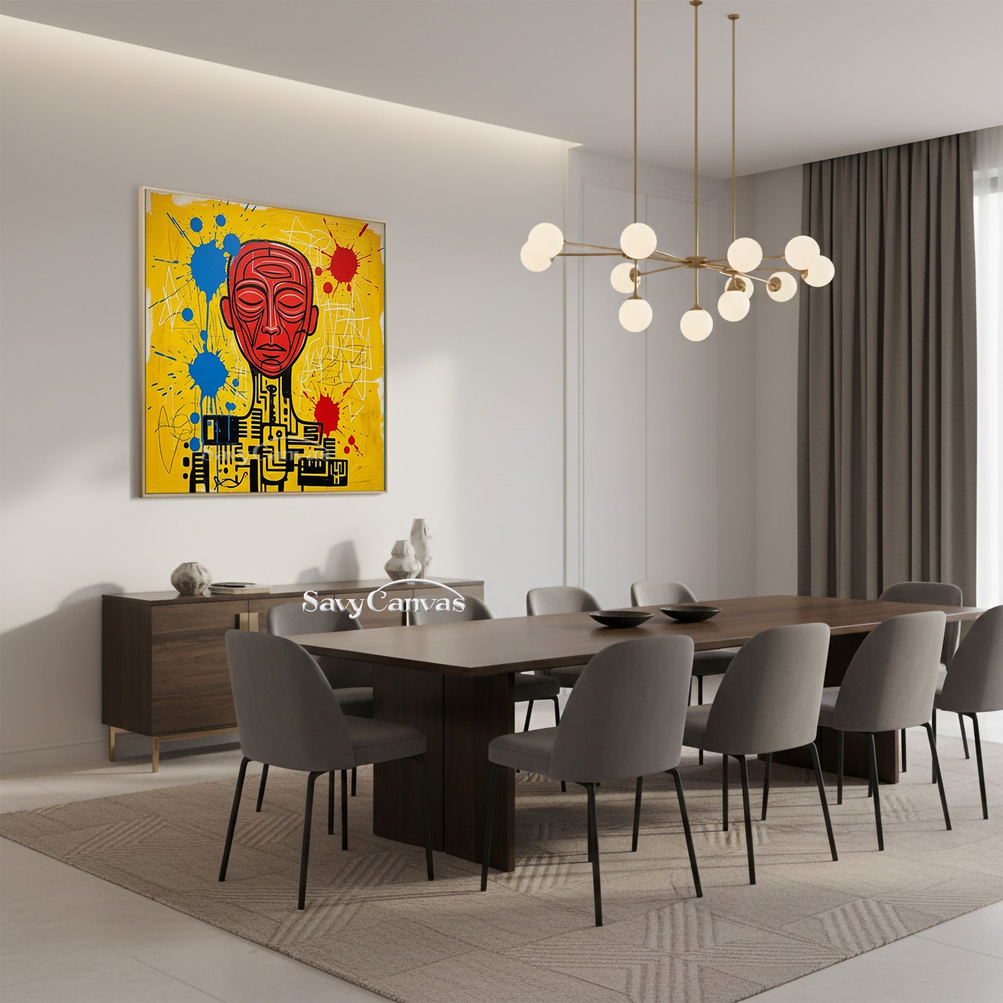 Modern Abstract Cyborg Red Face Oil Painting Wall Art #SS 119