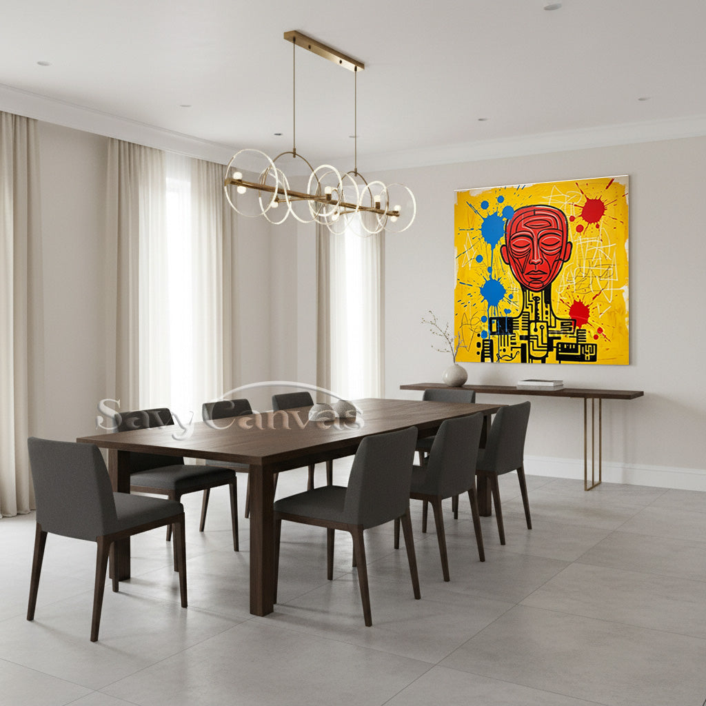 Modern Abstract Cyborg Red Face Oil Painting Wall Art #SS 119