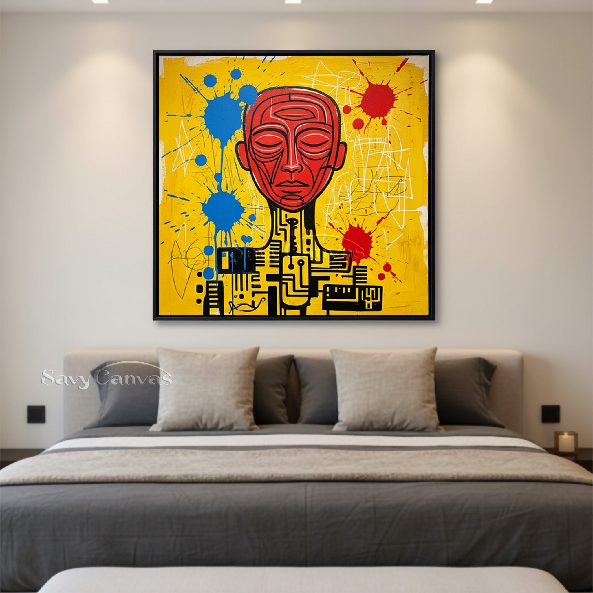Modern Abstract Cyborg Red Face Oil Painting Wall Art #SS 119