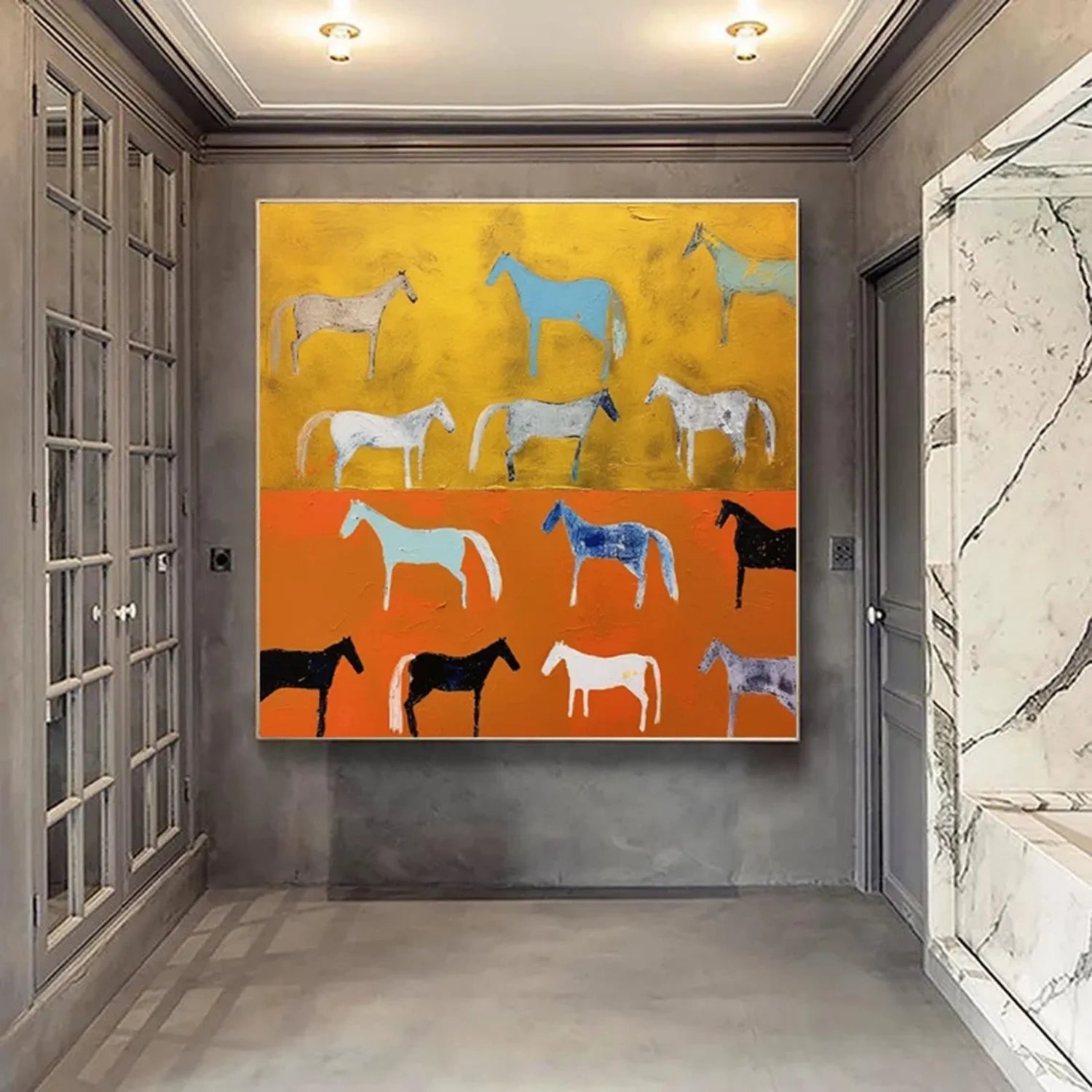 Abstract Equine Pattern: Colorful Horse Silhouettes #ZZ 029