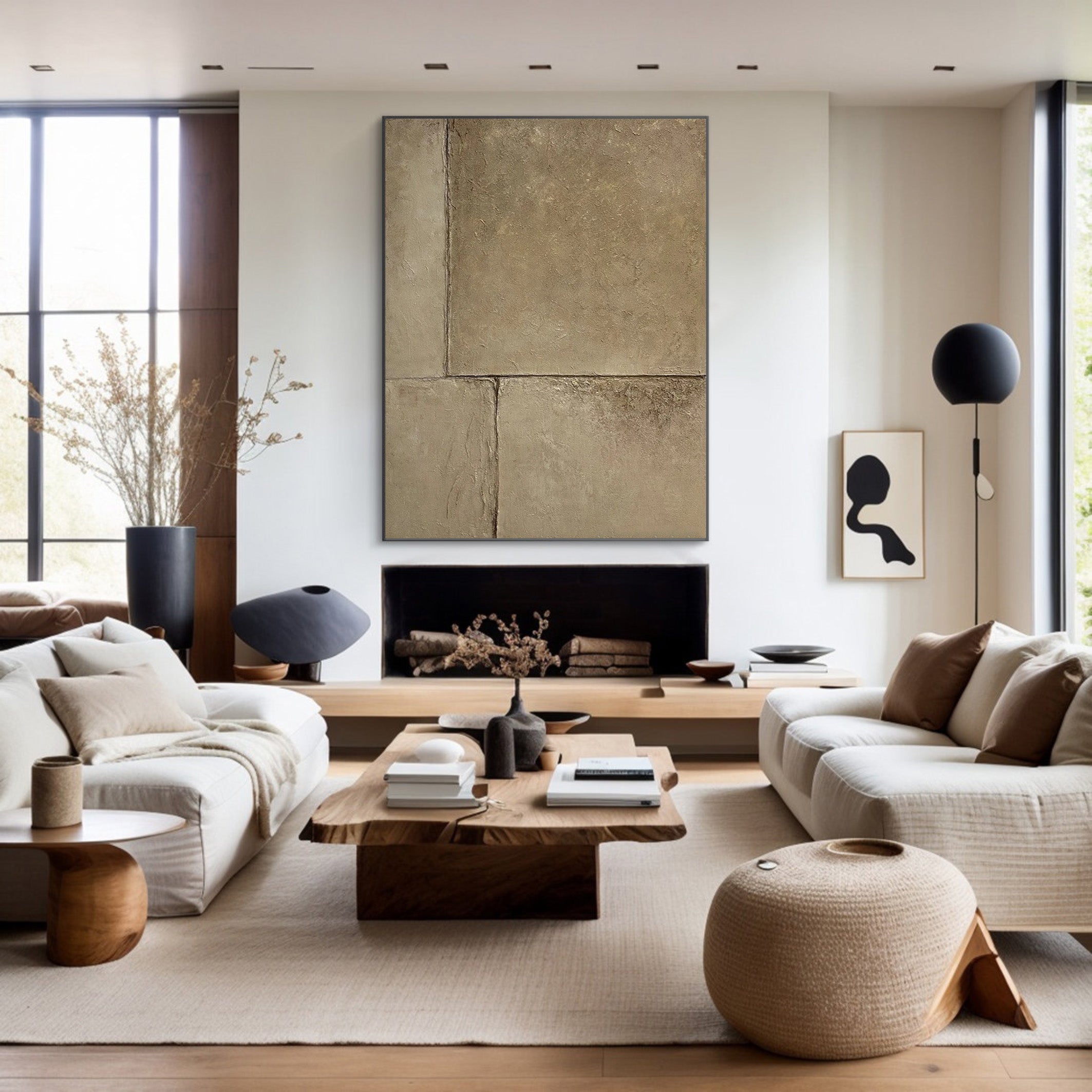 Concrete Effect Abstract Painting | Textured Neutral Wall Art Decor #JJ 055