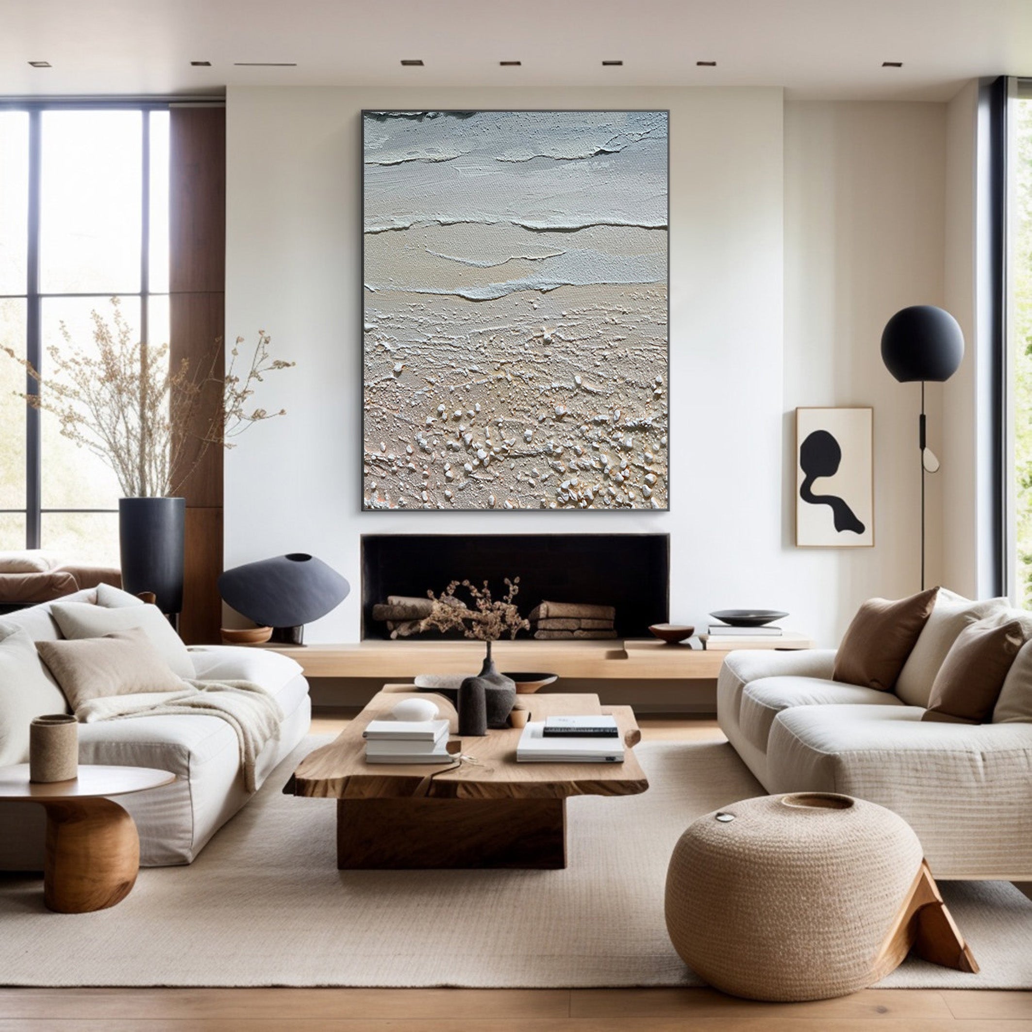 3D Textured Coastal Art | Sand and Sea Abstract Painting #JJ 068