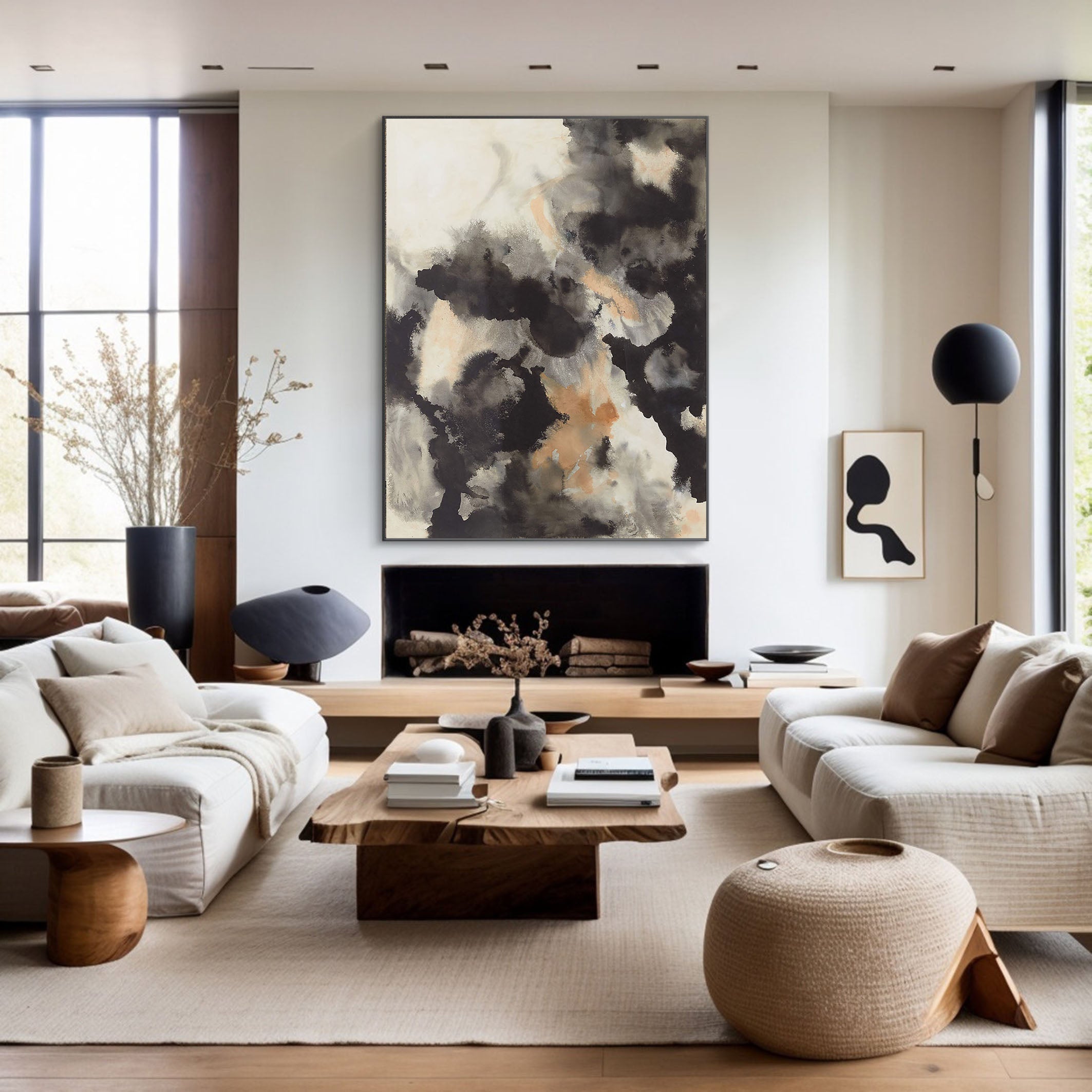 Fluid Abstract Art Painting - Black & White #TC 128