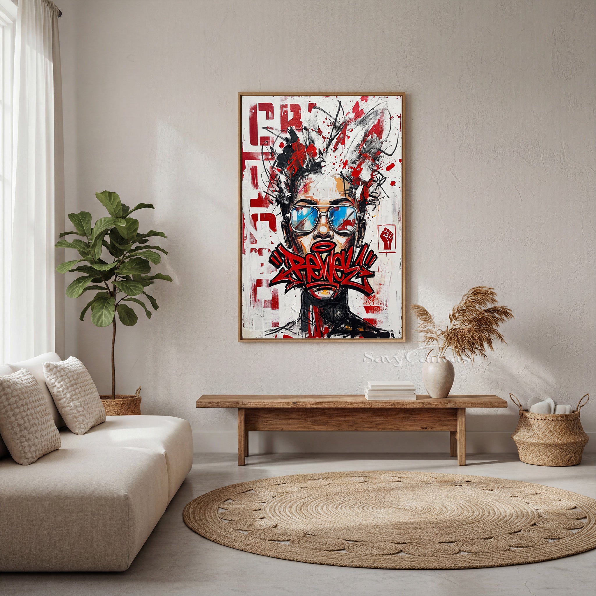 Rebel Graffiti Woman Oil Painting - Urban Street Art Wall Decor #SS 080