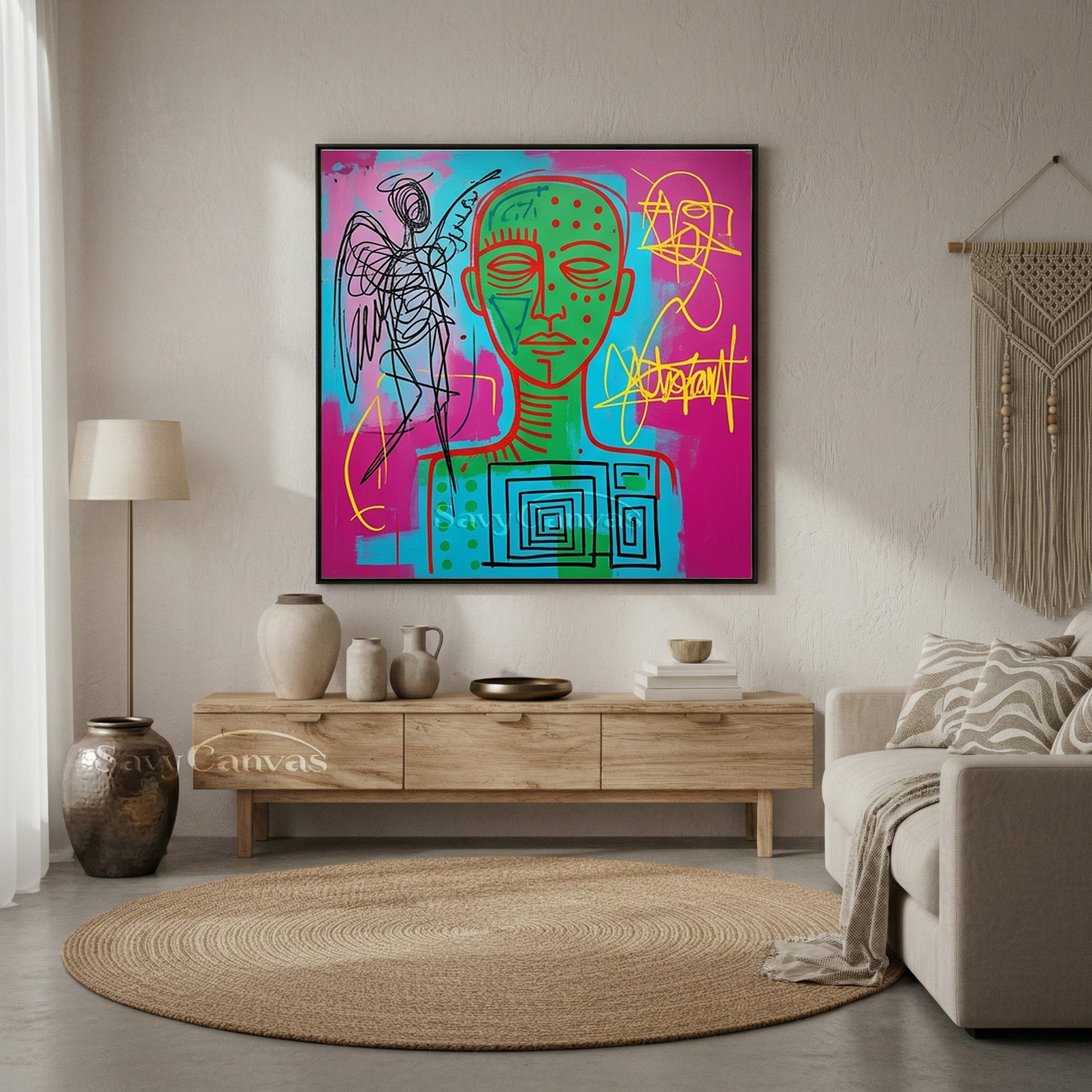 Abstract Angel & Totem Hand-Painted Canvas Art | Modern Pop Art #SS 120