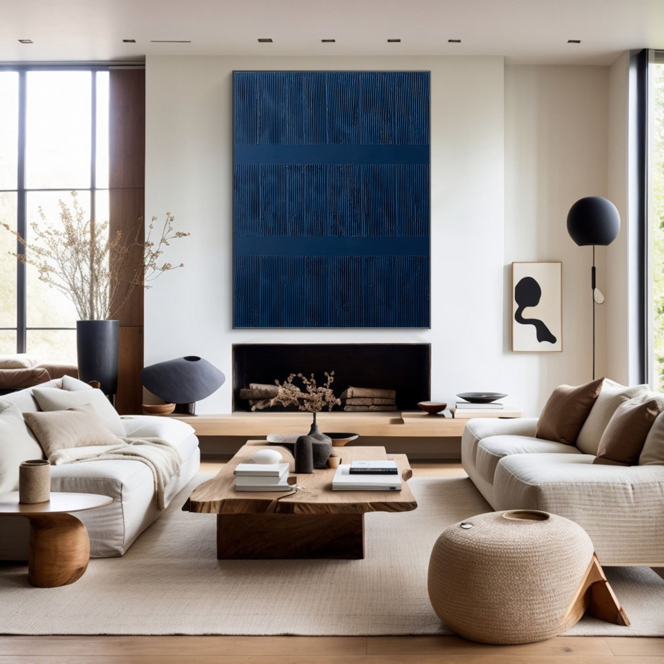 Minimalist Blue Textured Canvas Art - Modern Decor