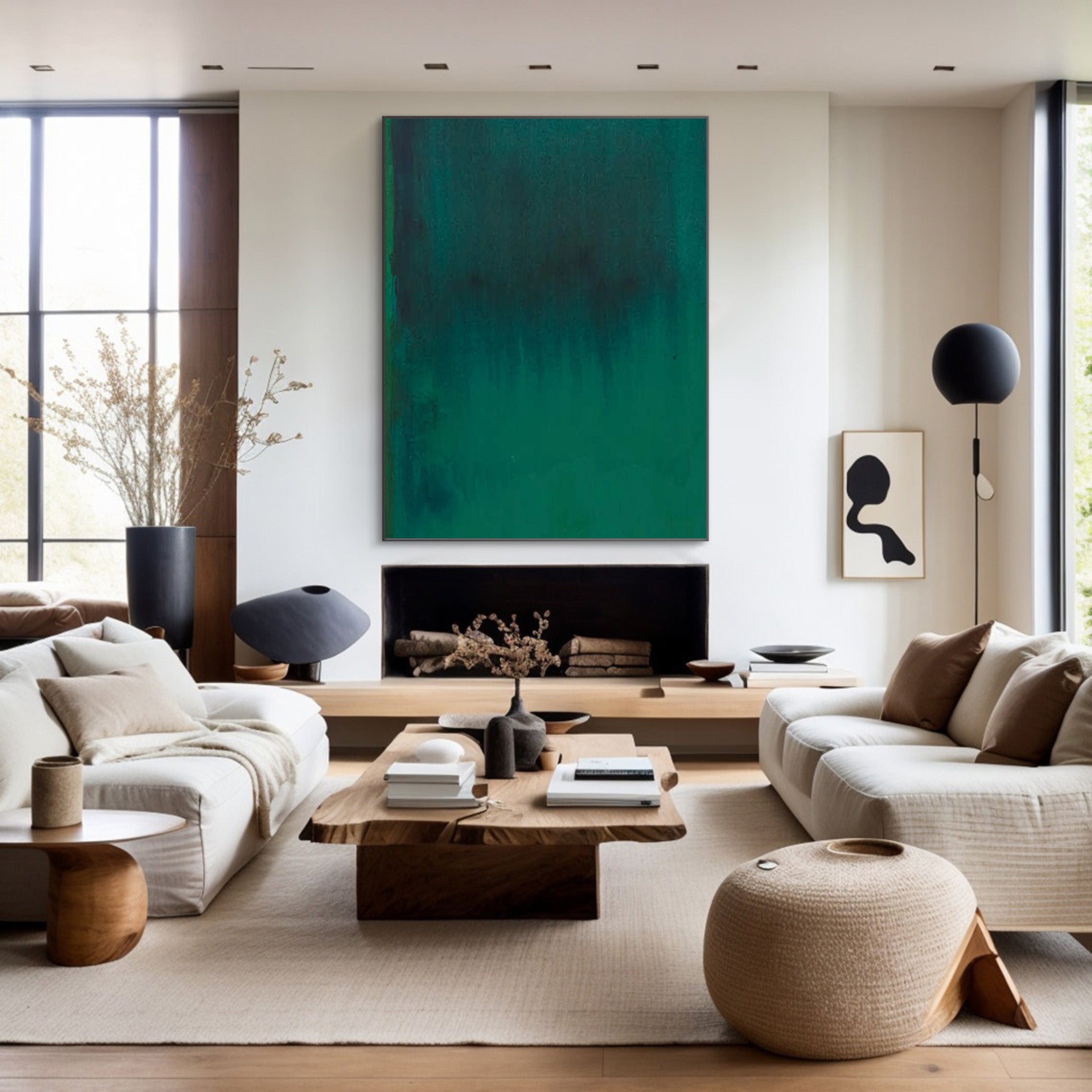 Minimalist Green Abstract Art | Modern Ombre Canvas Wall Decor #JJ 064