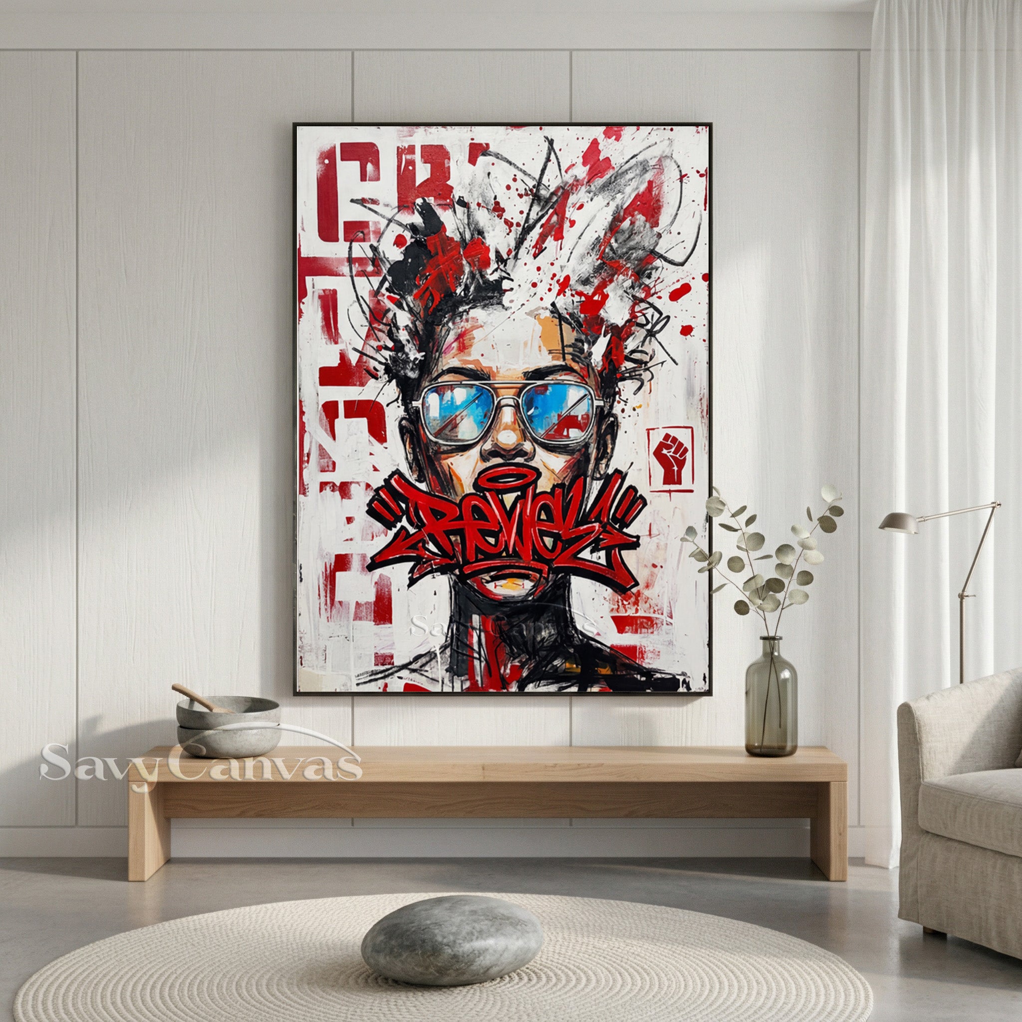 Rebel Graffiti Woman Oil Painting - Urban Street Art Wall Decor #SS 080