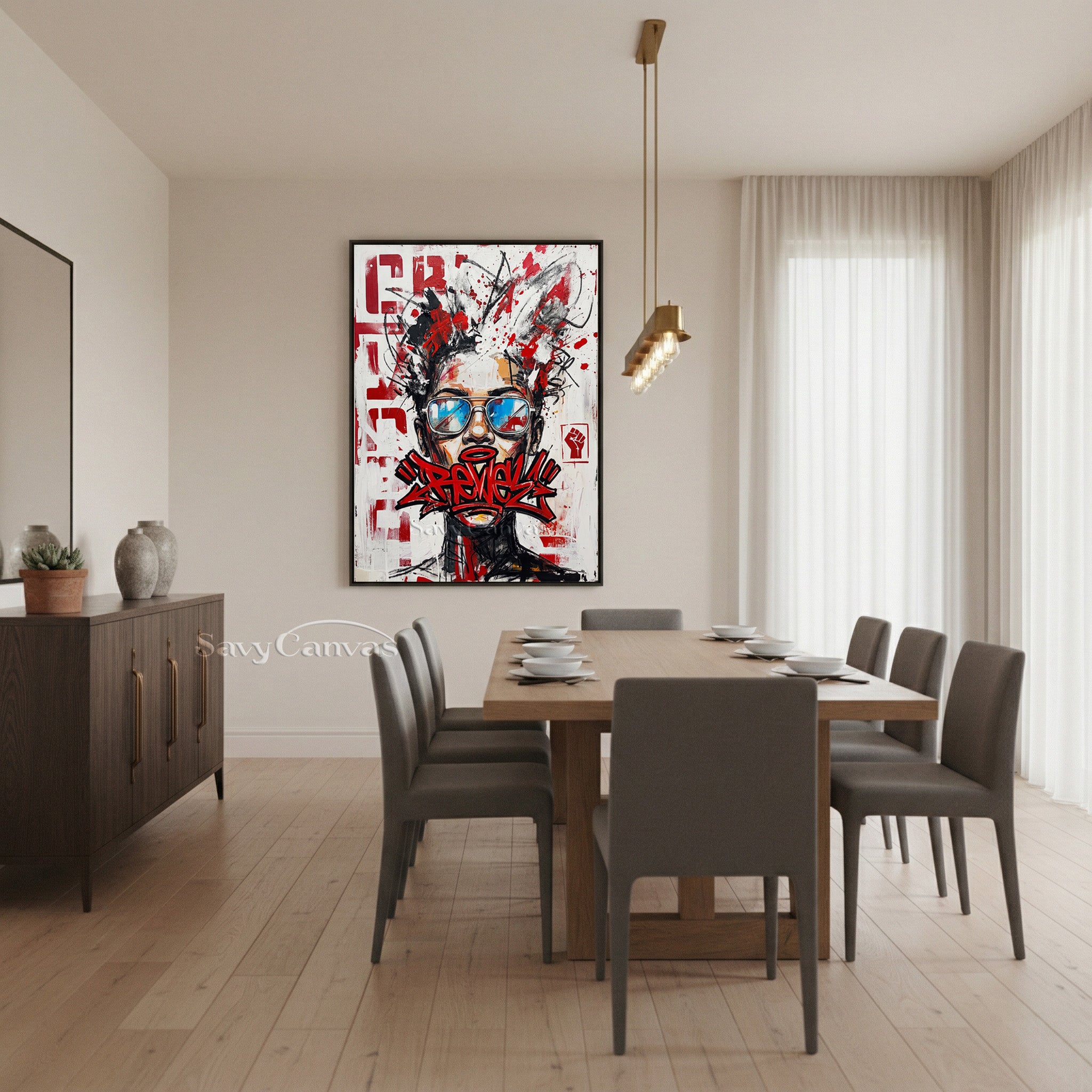 Rebel Graffiti Woman Oil Painting - Urban Street Art Wall Decor #SS 080