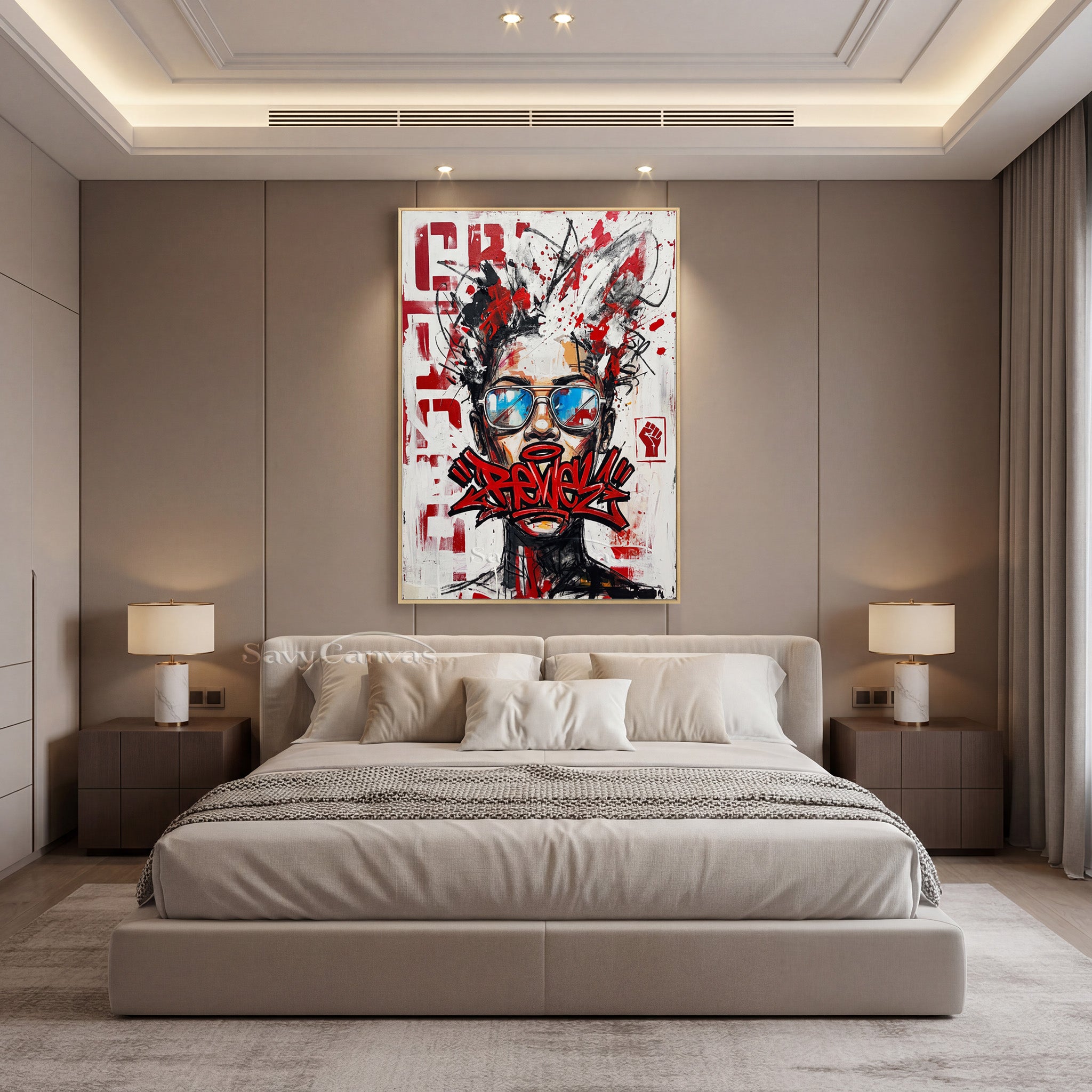 Rebel Graffiti Woman Oil Painting - Urban Street Art Wall Decor #SS 080